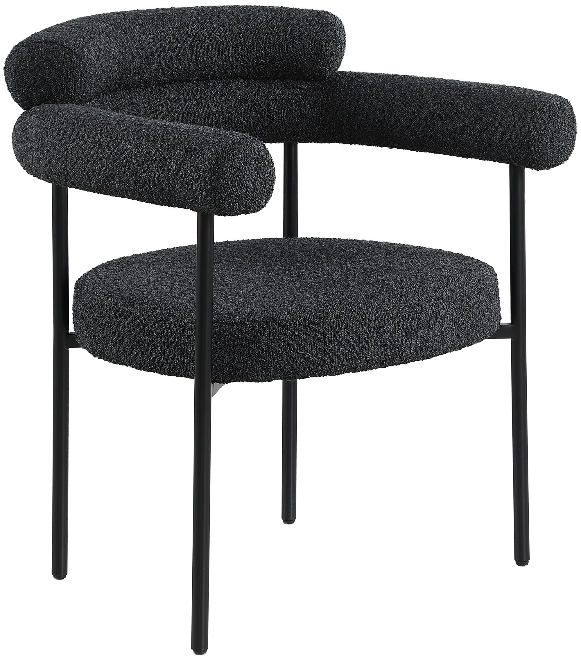 Blake Boucle Fabric Dining Chair with Matte Black Metal Frame