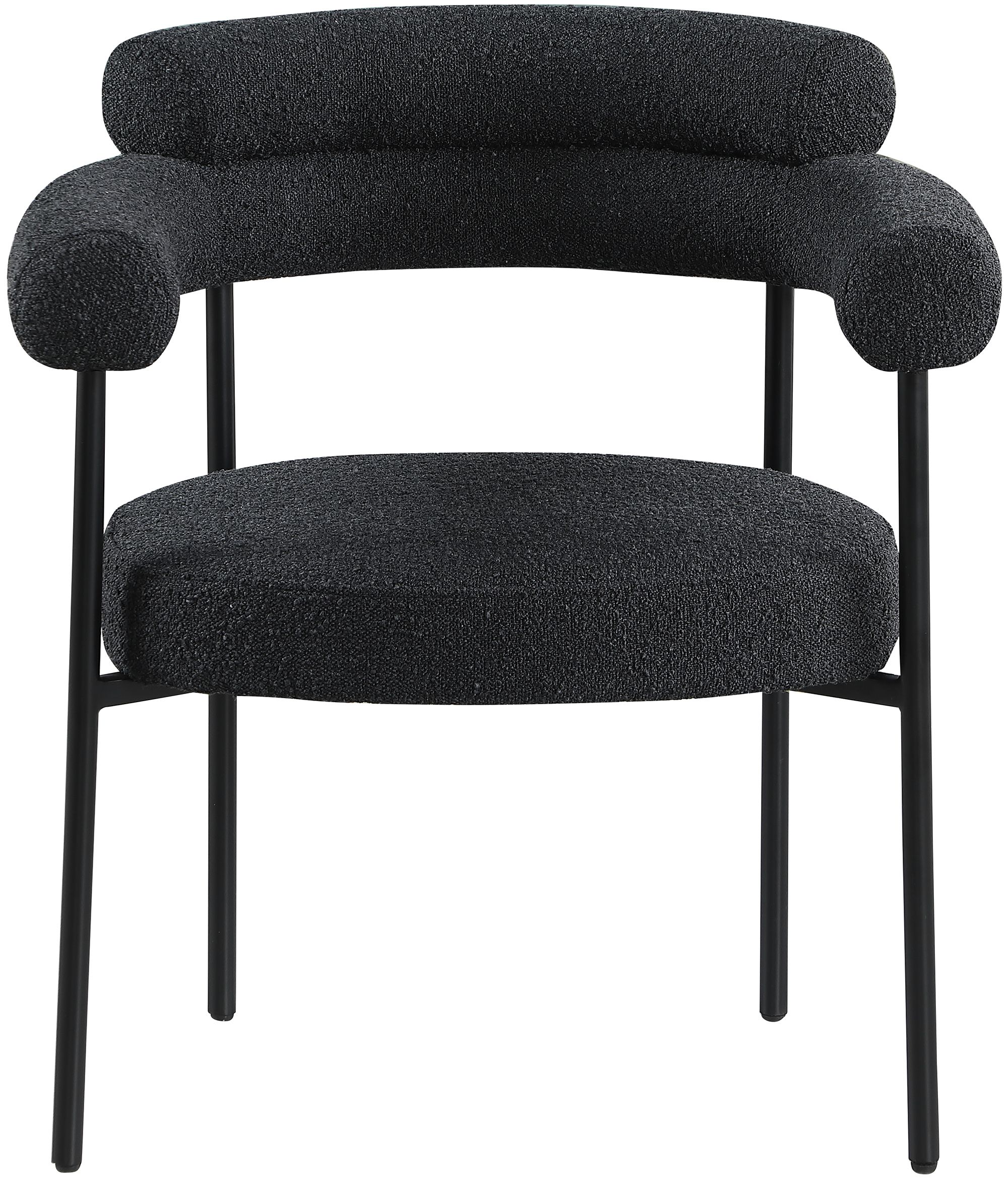 Blake Boucle Fabric Dining Chair with Matte Black Metal Frame