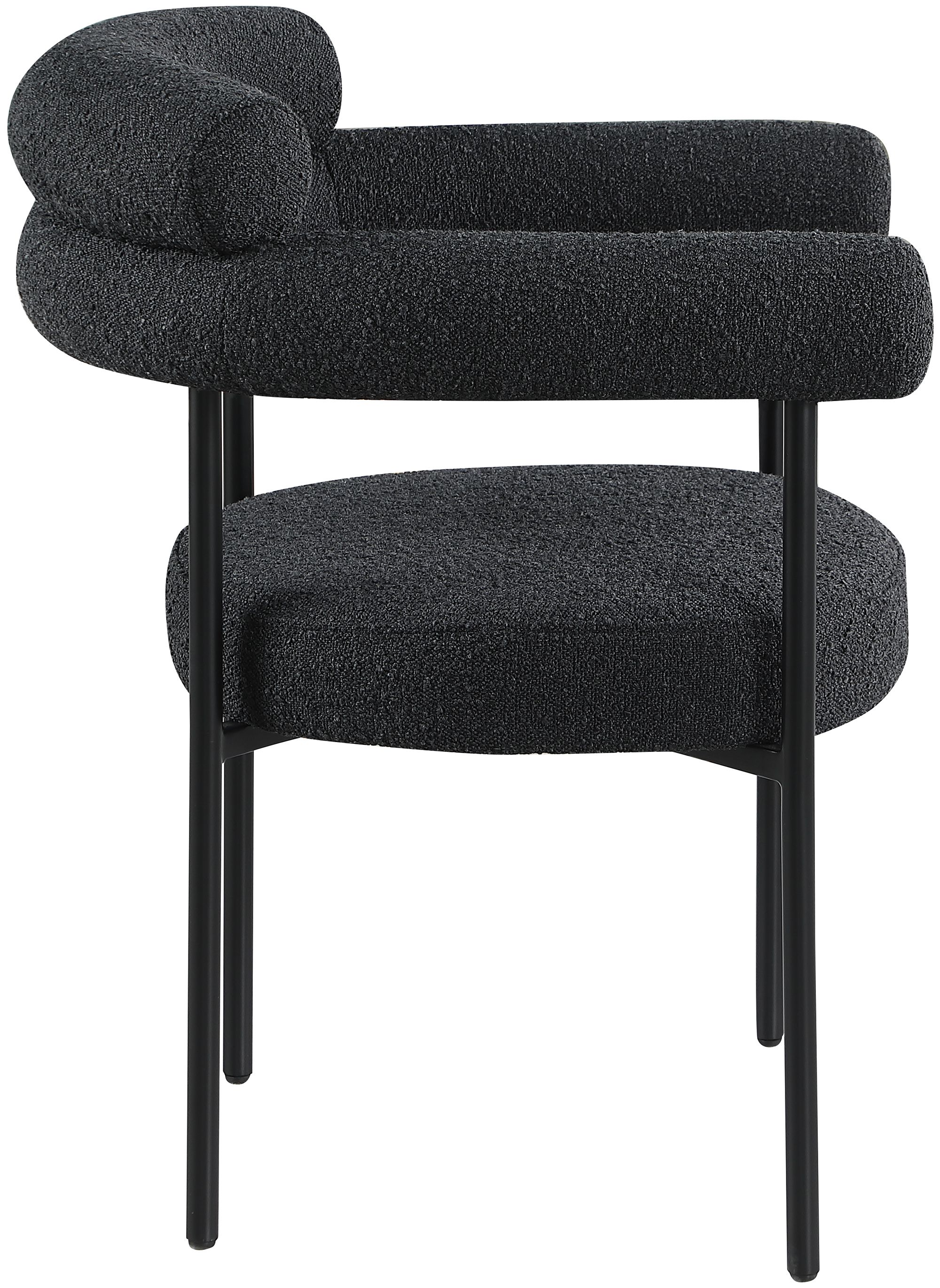 Blake Boucle Fabric Dining Chair with Matte Black Metal Frame