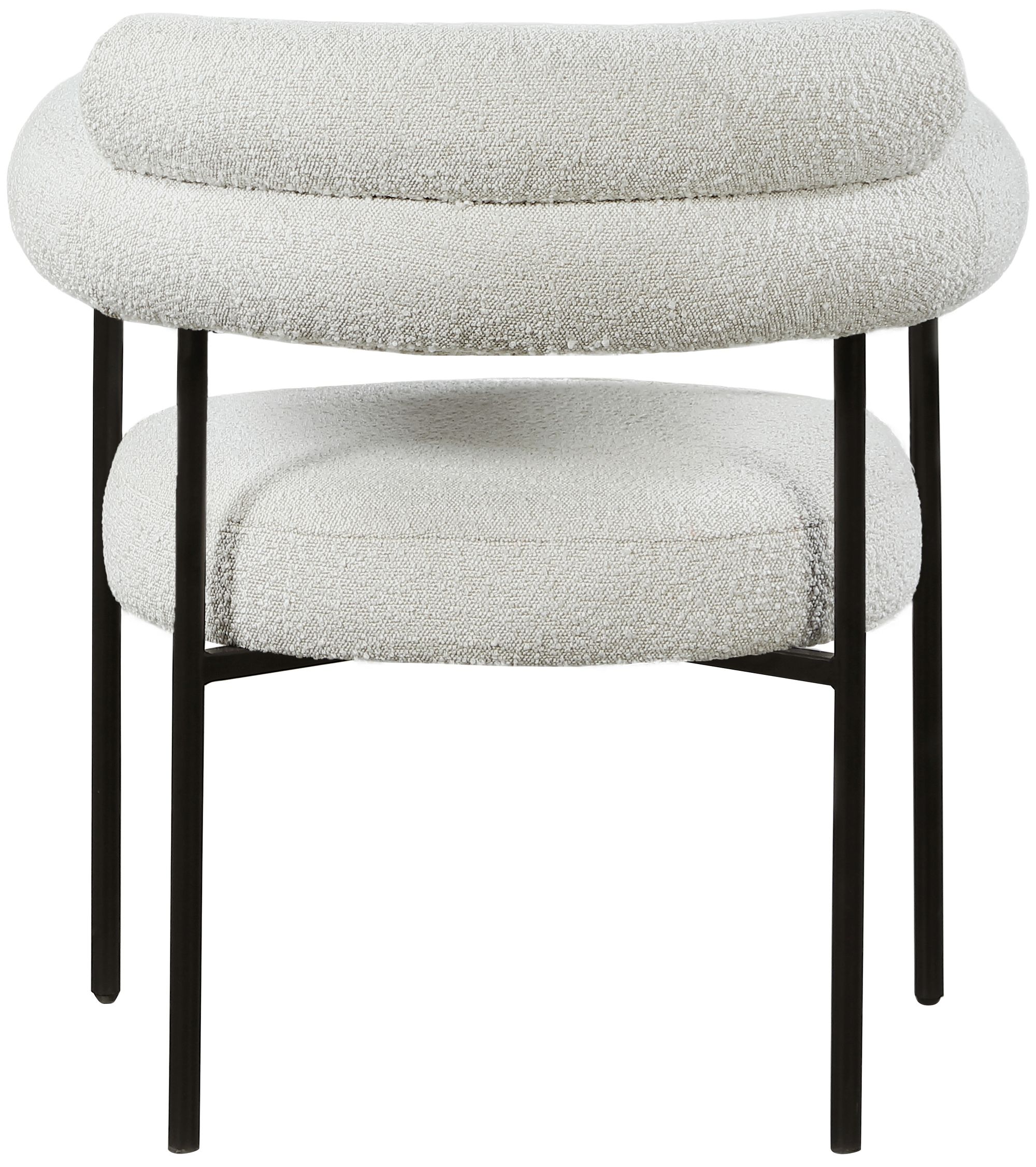 Blake Boucle Fabric Dining Chair with Matte Black Metal Frame