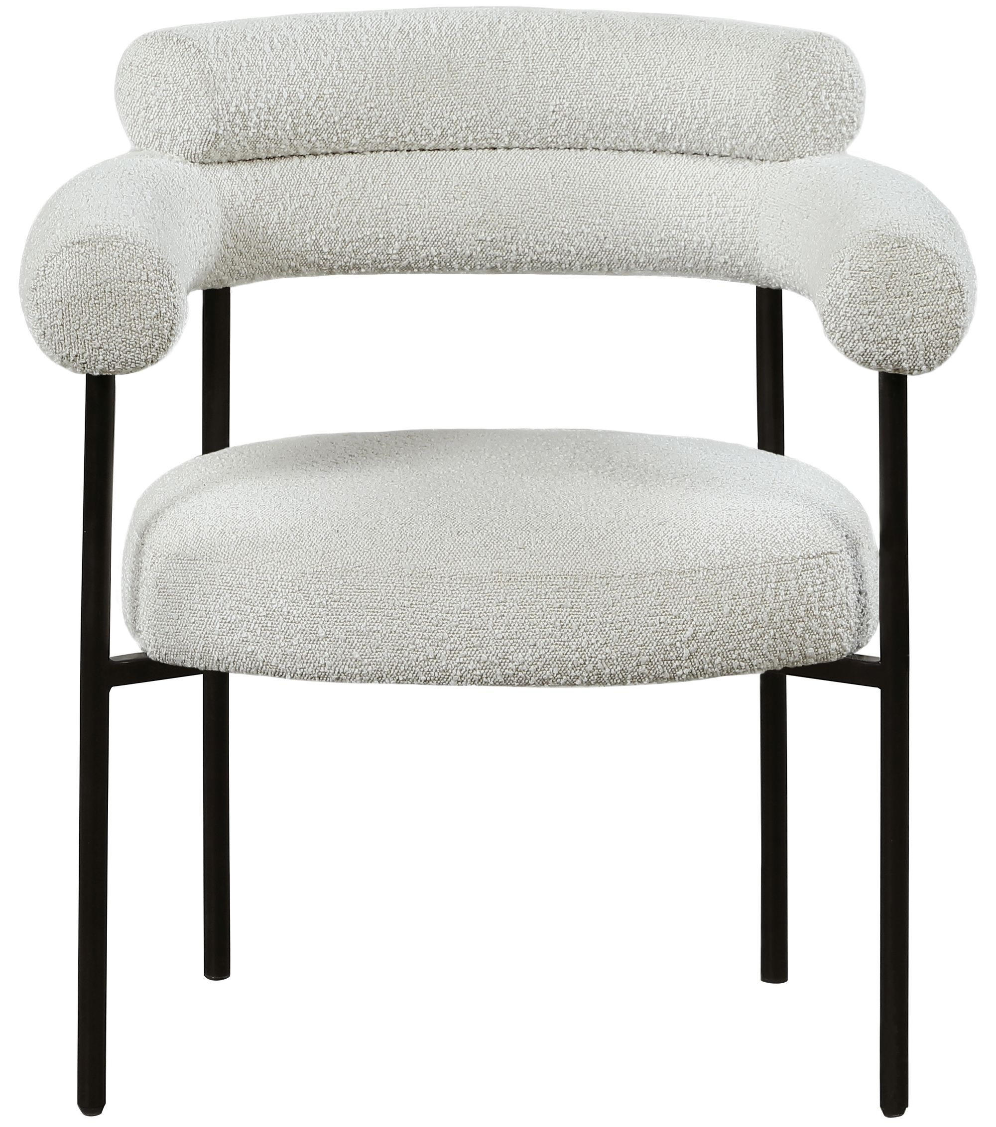 Blake Boucle Fabric Dining Chair with Matte Black Metal Frame