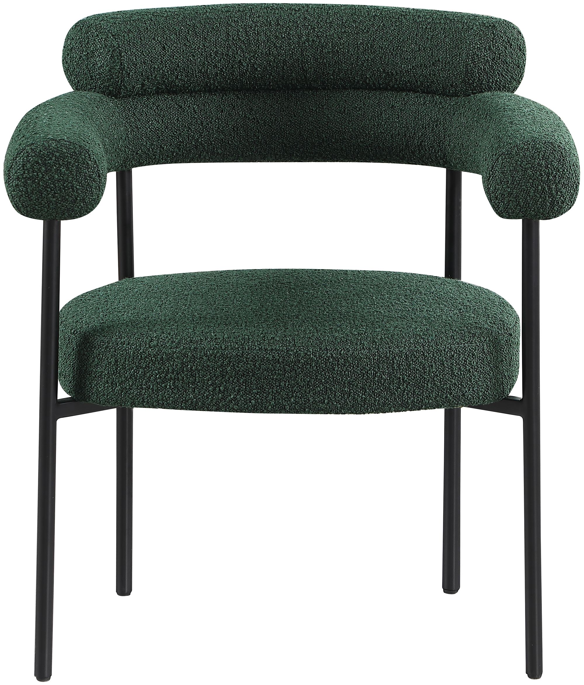 Blake Boucle Fabric Dining Chair with Matte Black Metal Frame