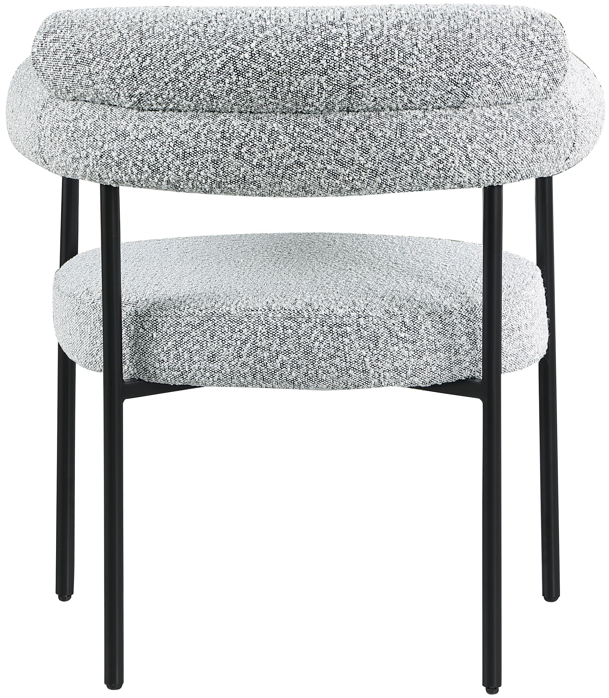 Blake Boucle Fabric Dining Chair with Matte Black Metal Frame