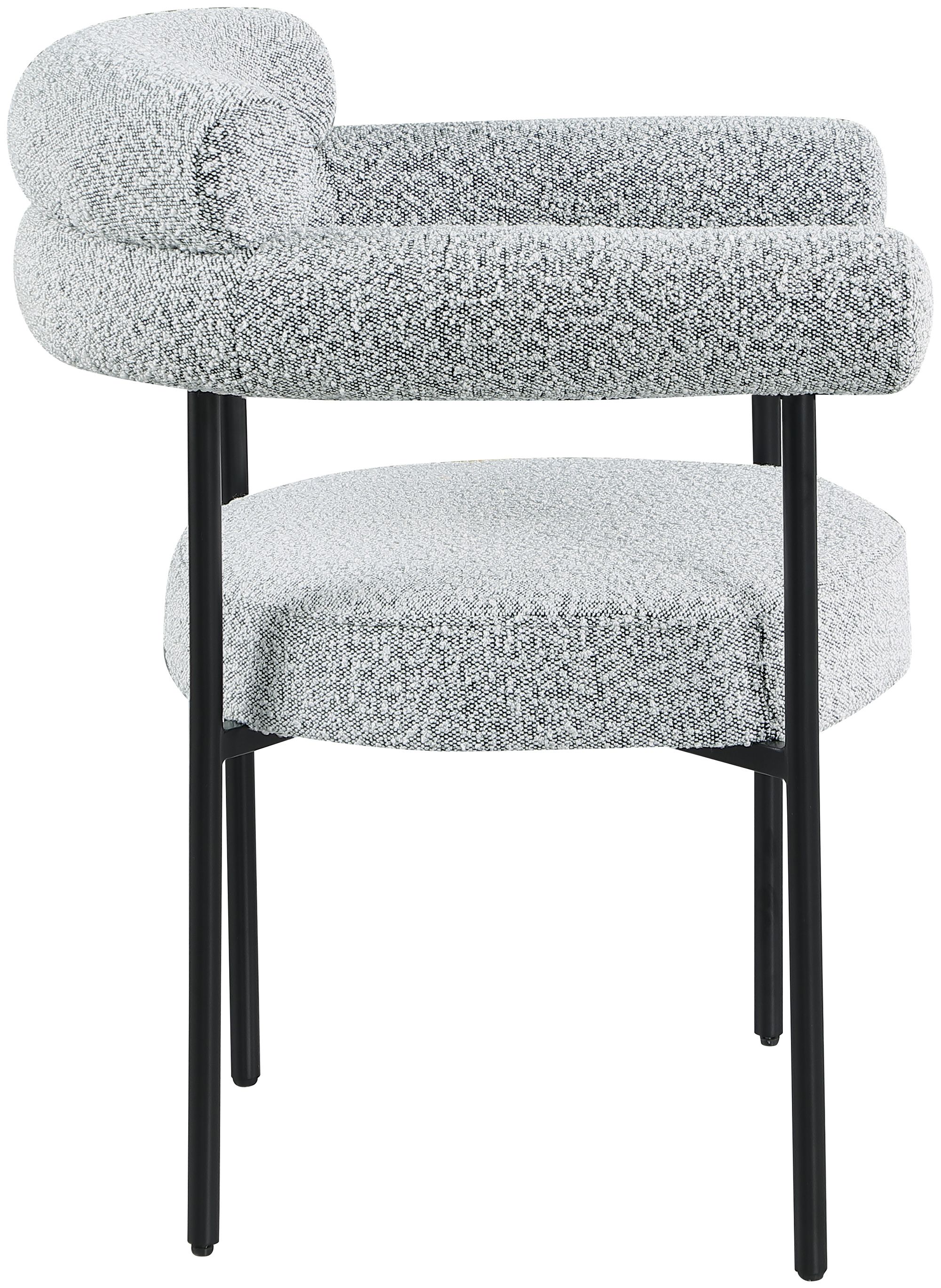 Blake Boucle Fabric Dining Chair with Matte Black Metal Frame
