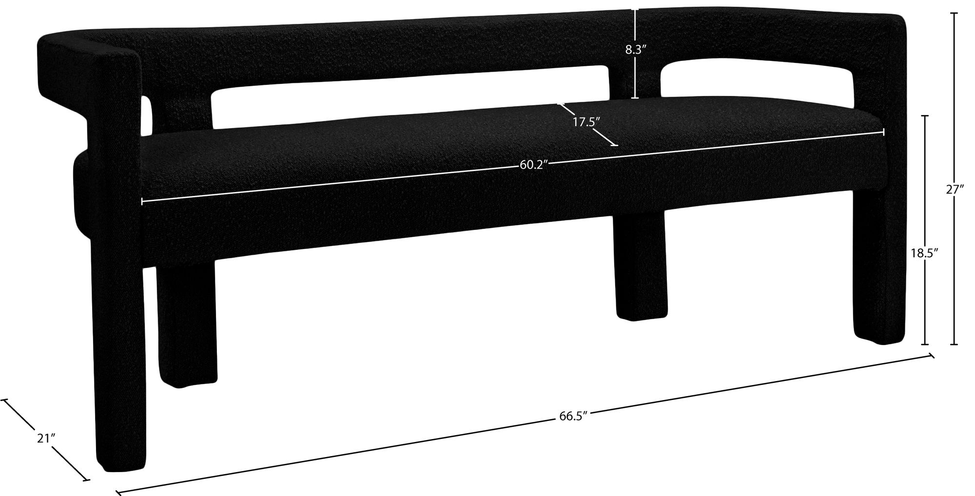 Athena Boucle Fabric Bench