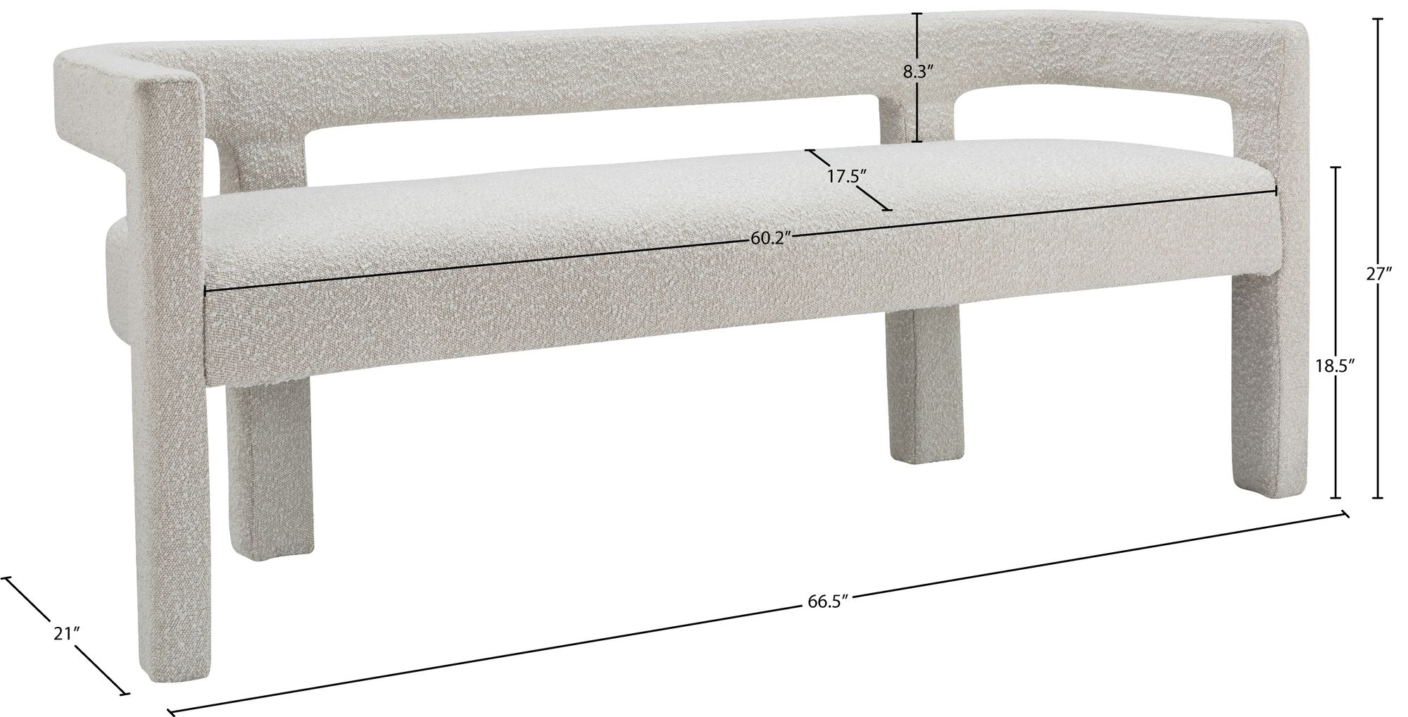 Athena Boucle Fabric Bench