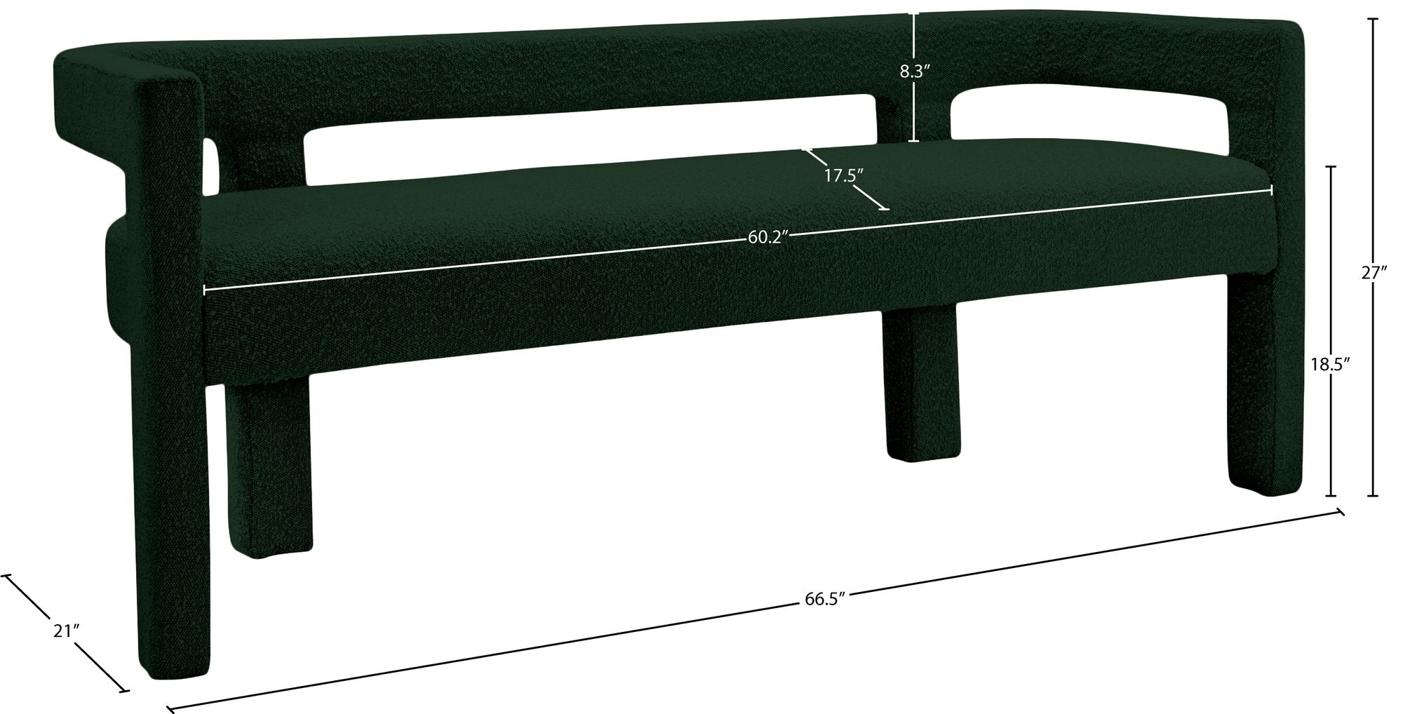 Athena Boucle Fabric Bench