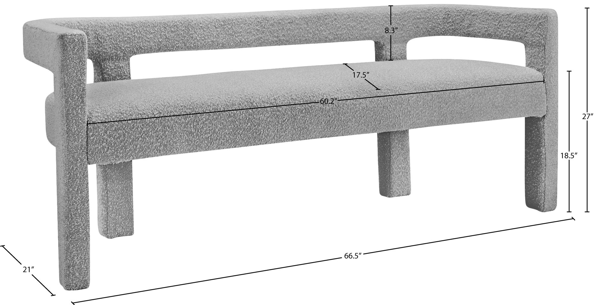 Athena Boucle Fabric Bench