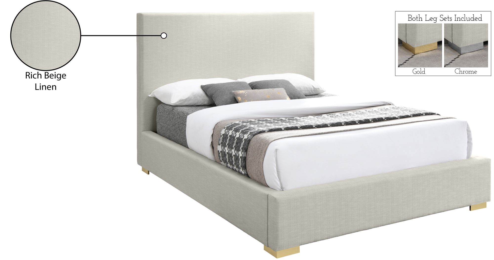 Crosby Linen Fabric Full Size Bed