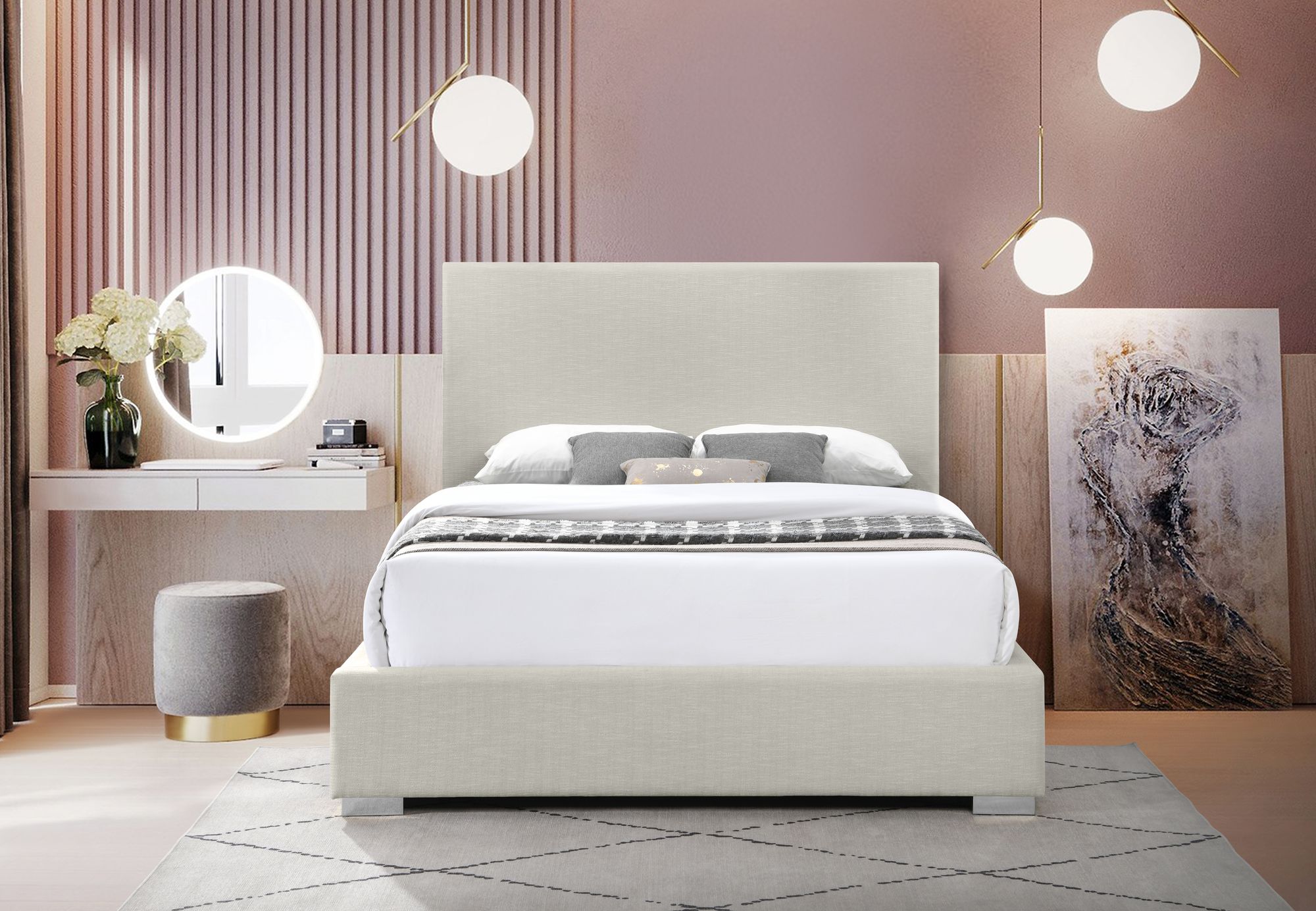 Crosby Linen Fabric King Size Bed