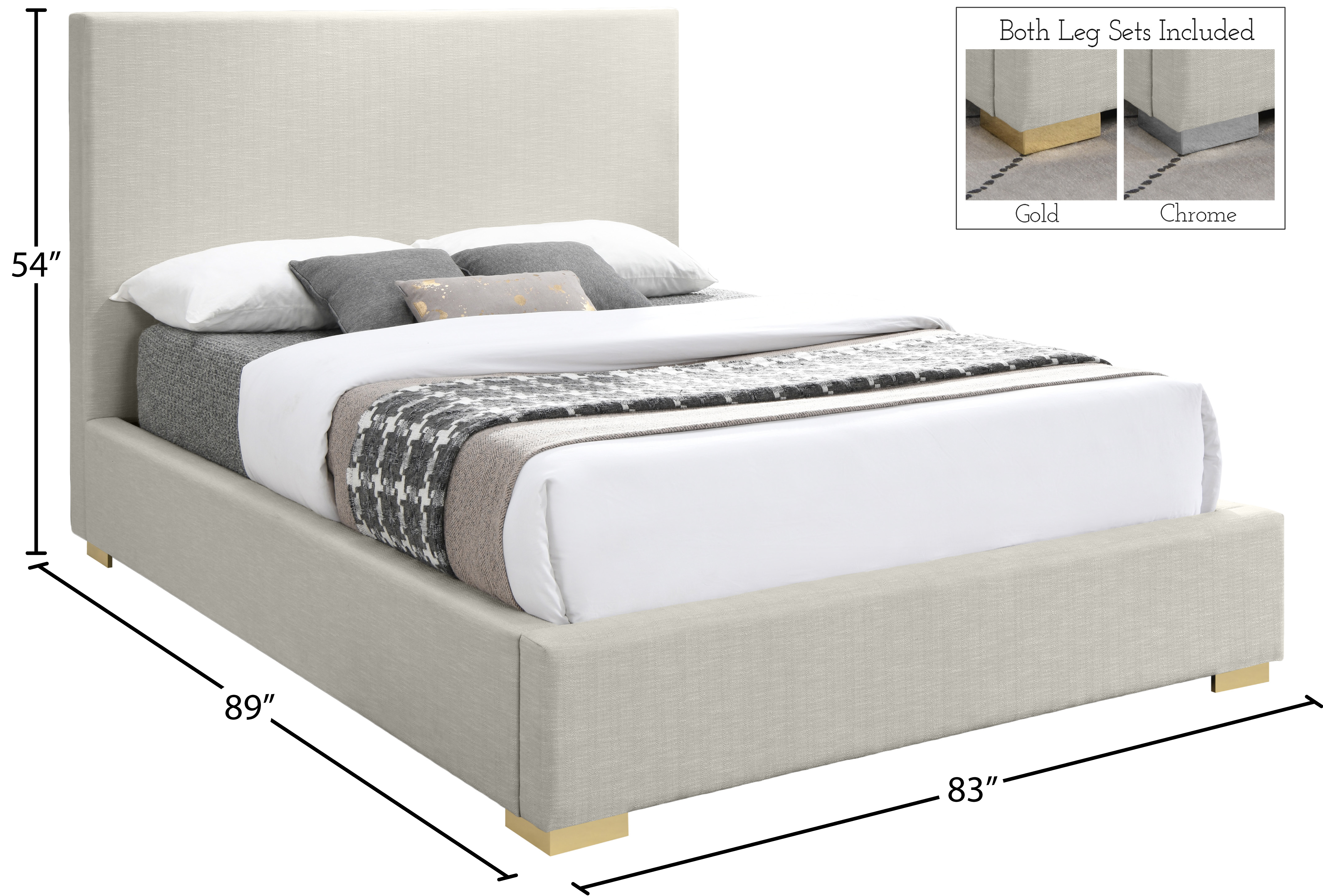 Crosby Linen Fabric King Size Bed
