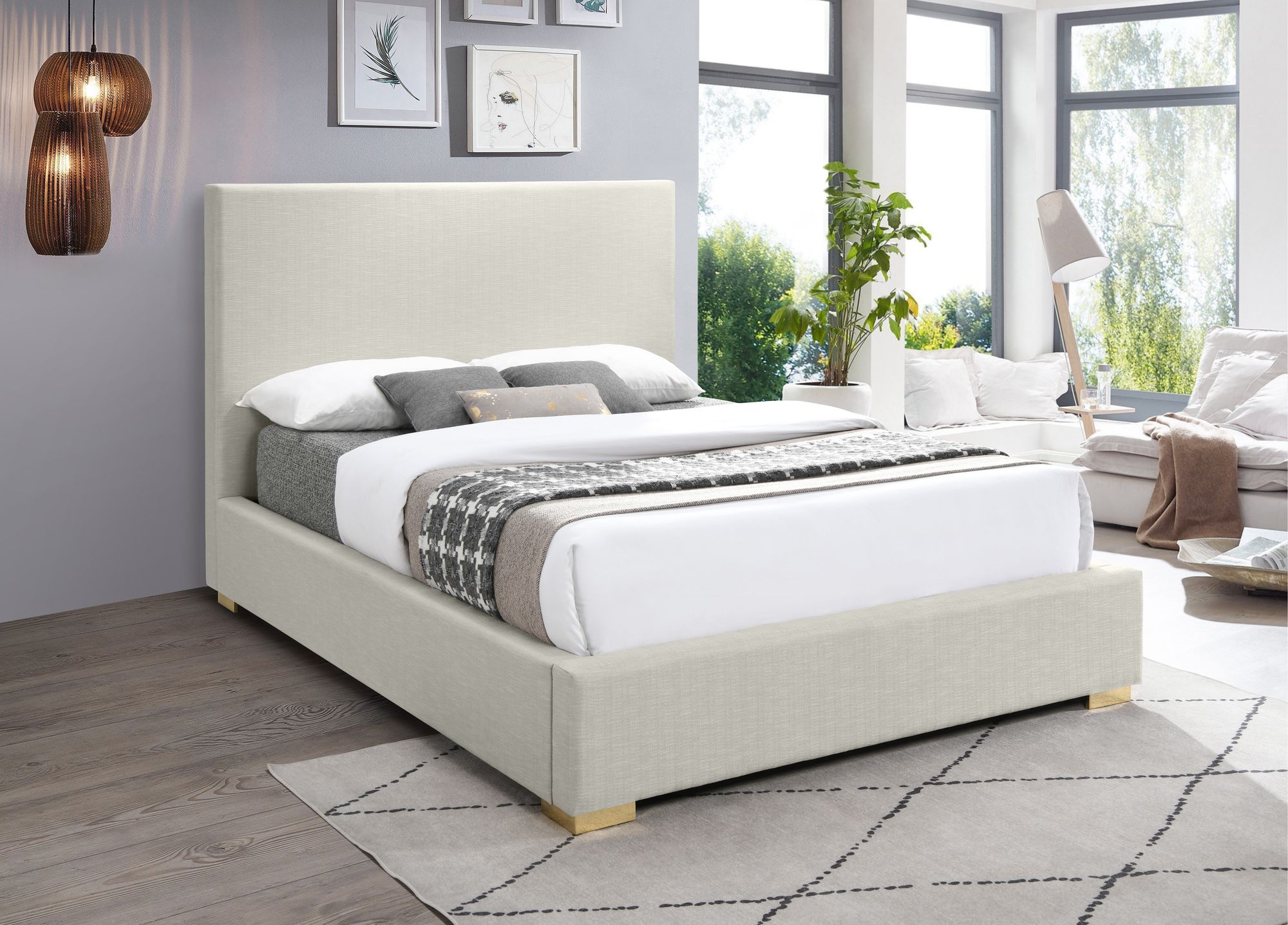 Crosby Linen Fabric Queen Size Bed