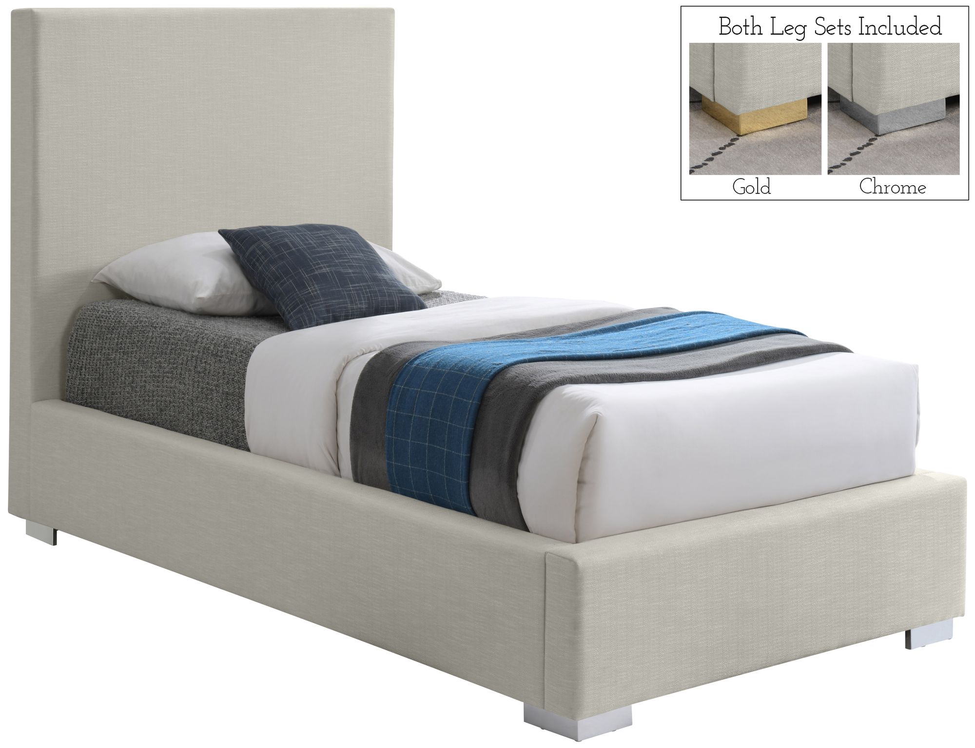 Crosby Linen Fabric Twin Size Bed