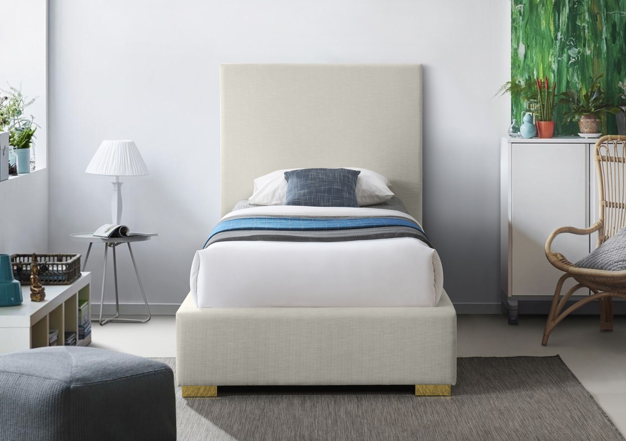 Crosby Linen Fabric Twin Size Bed