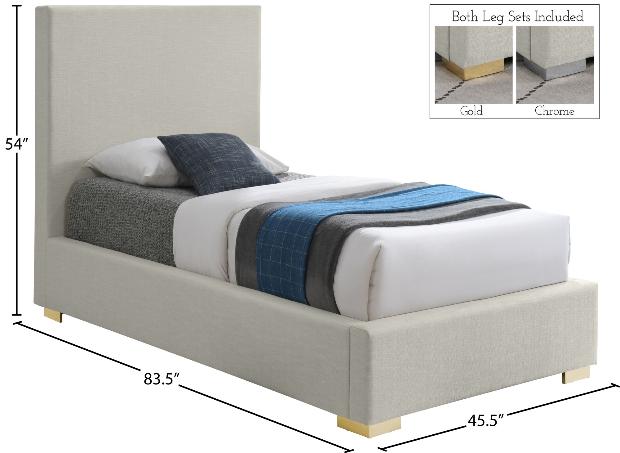 Crosby Linen Fabric Twin Size Bed