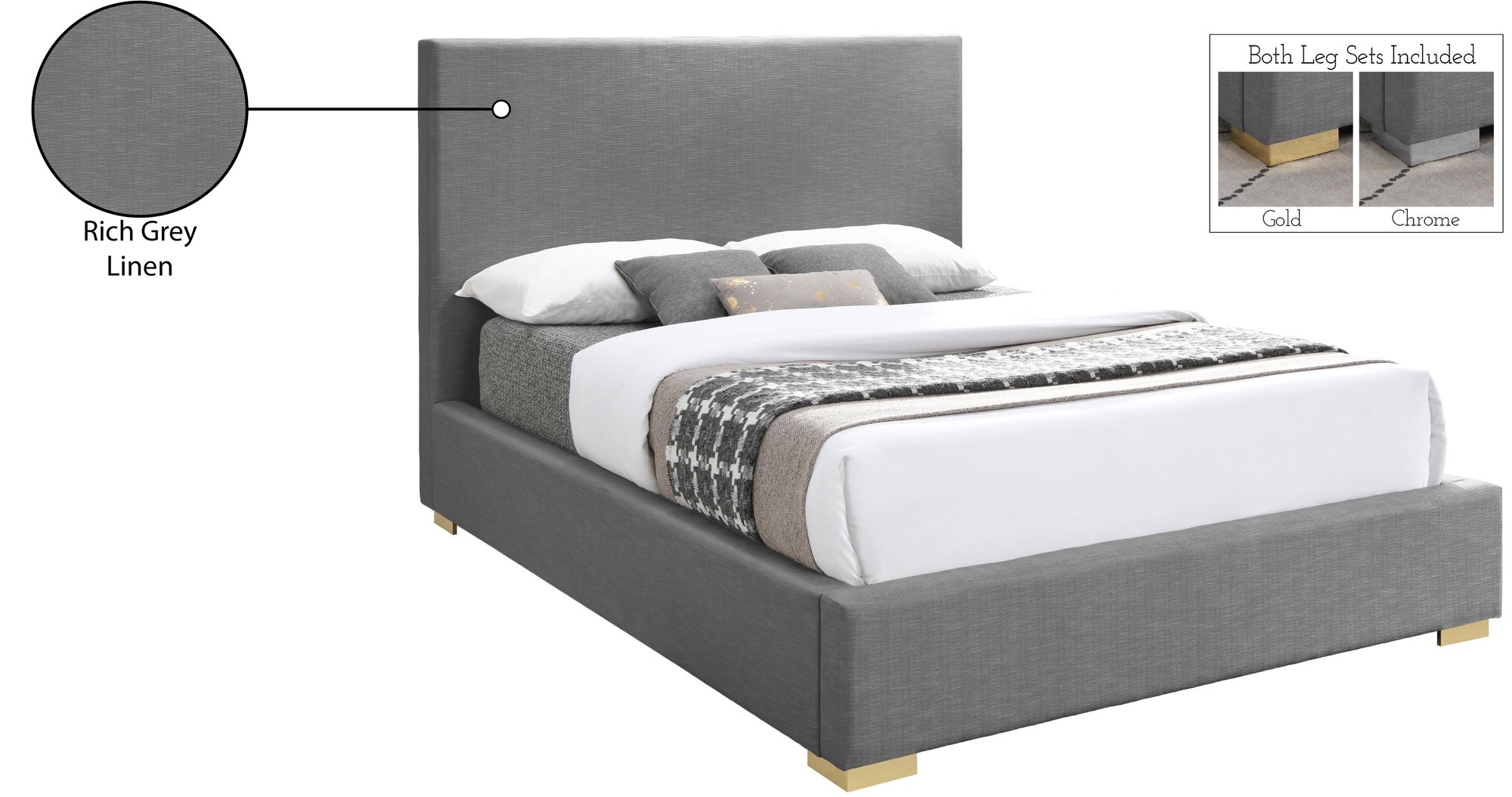 Crosby Linen Fabric Full Size Bed