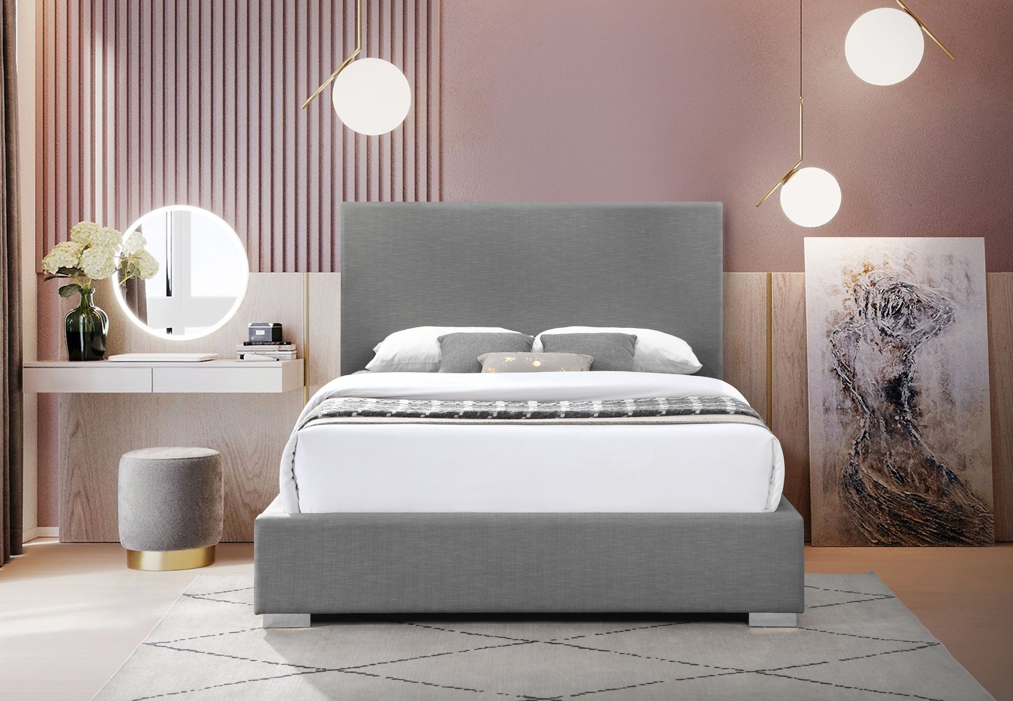 Crosby Linen Fabric King Size Bed
