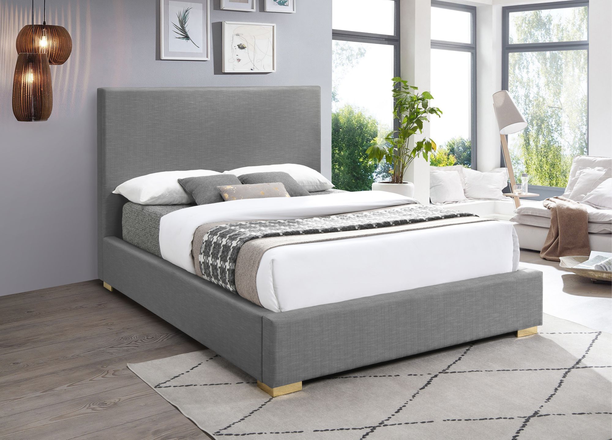 Crosby Linen Fabric Queen Size Bed