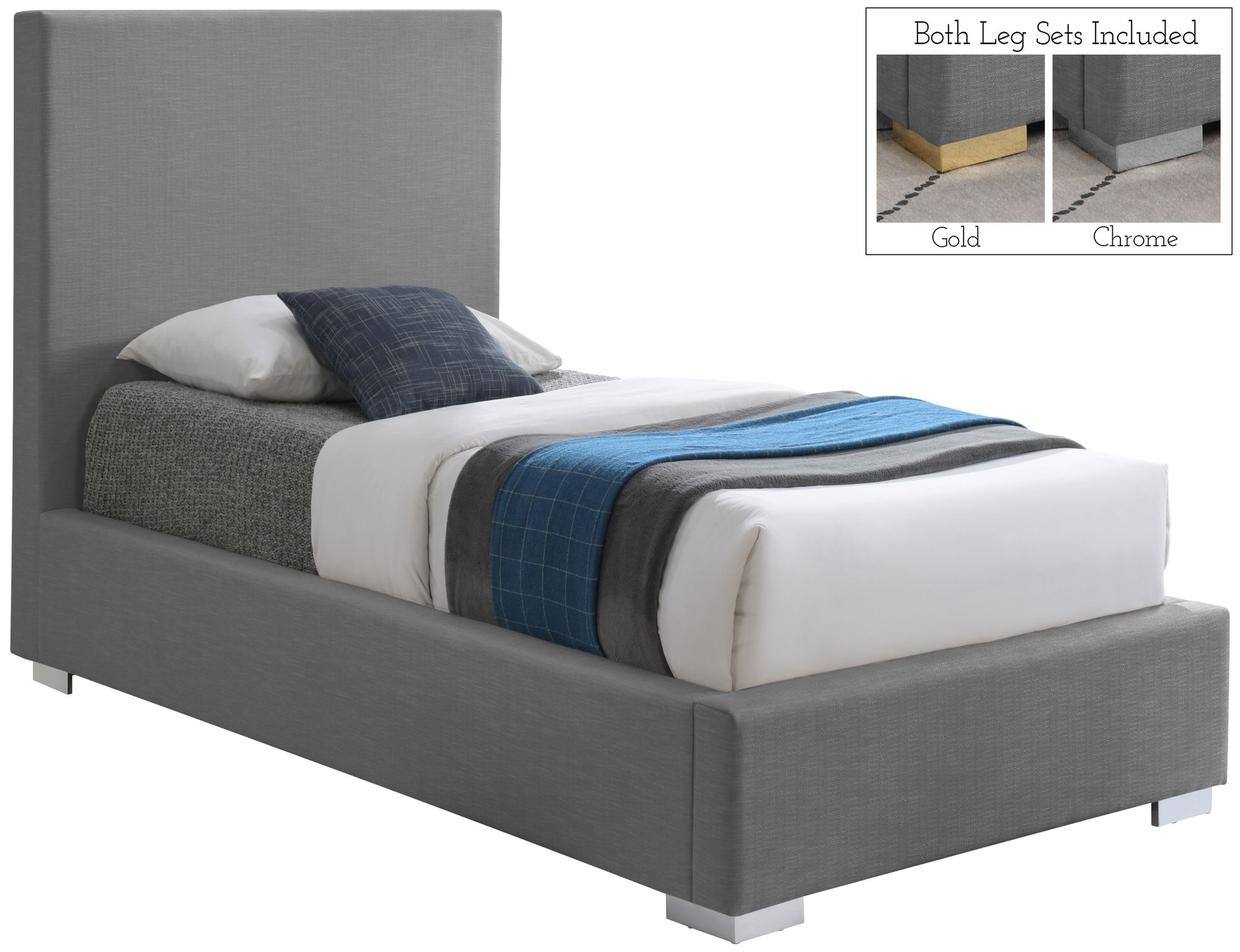 Crosby Linen Fabric Twin Size Bed