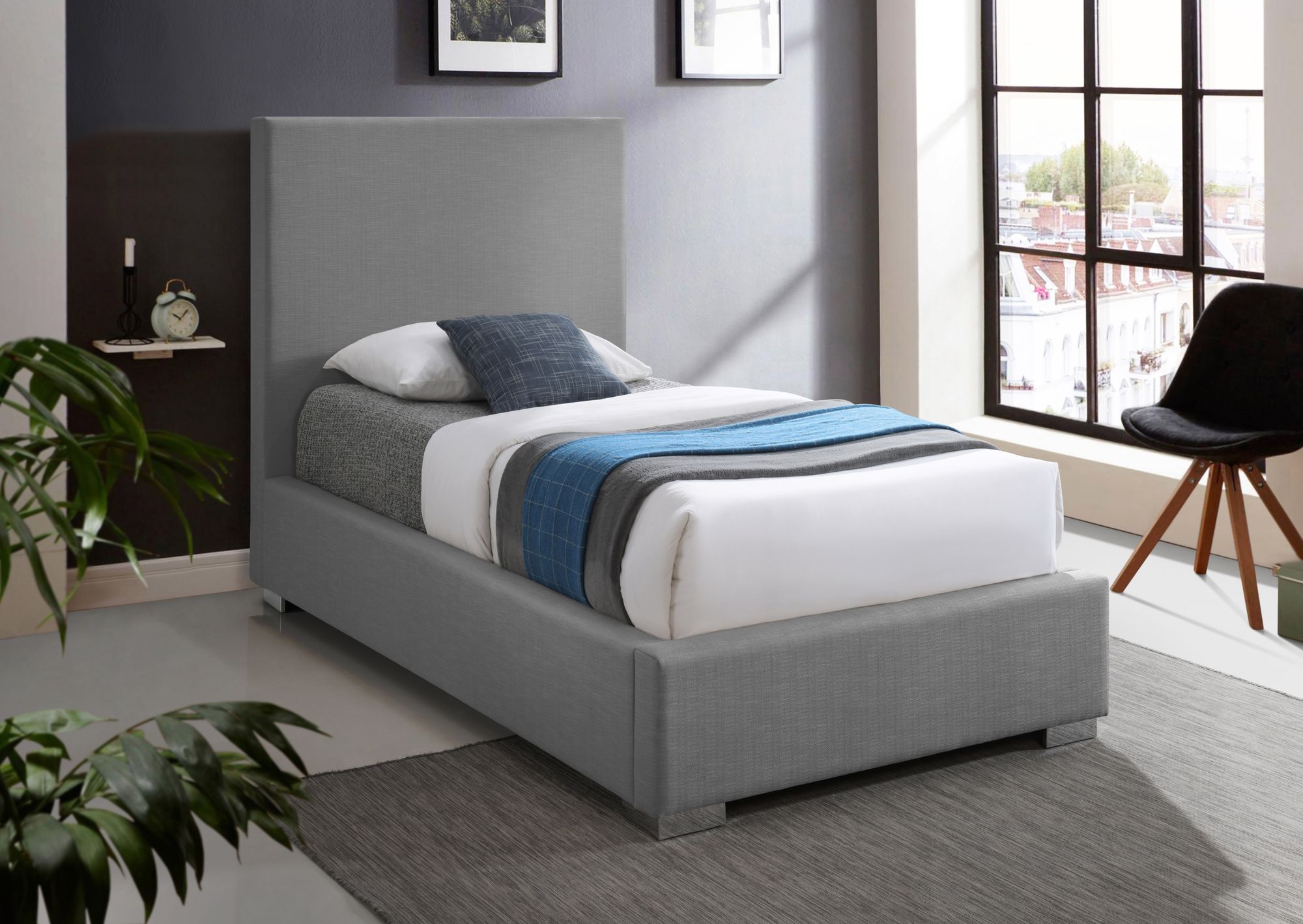 Crosby Linen Fabric Twin Size Bed