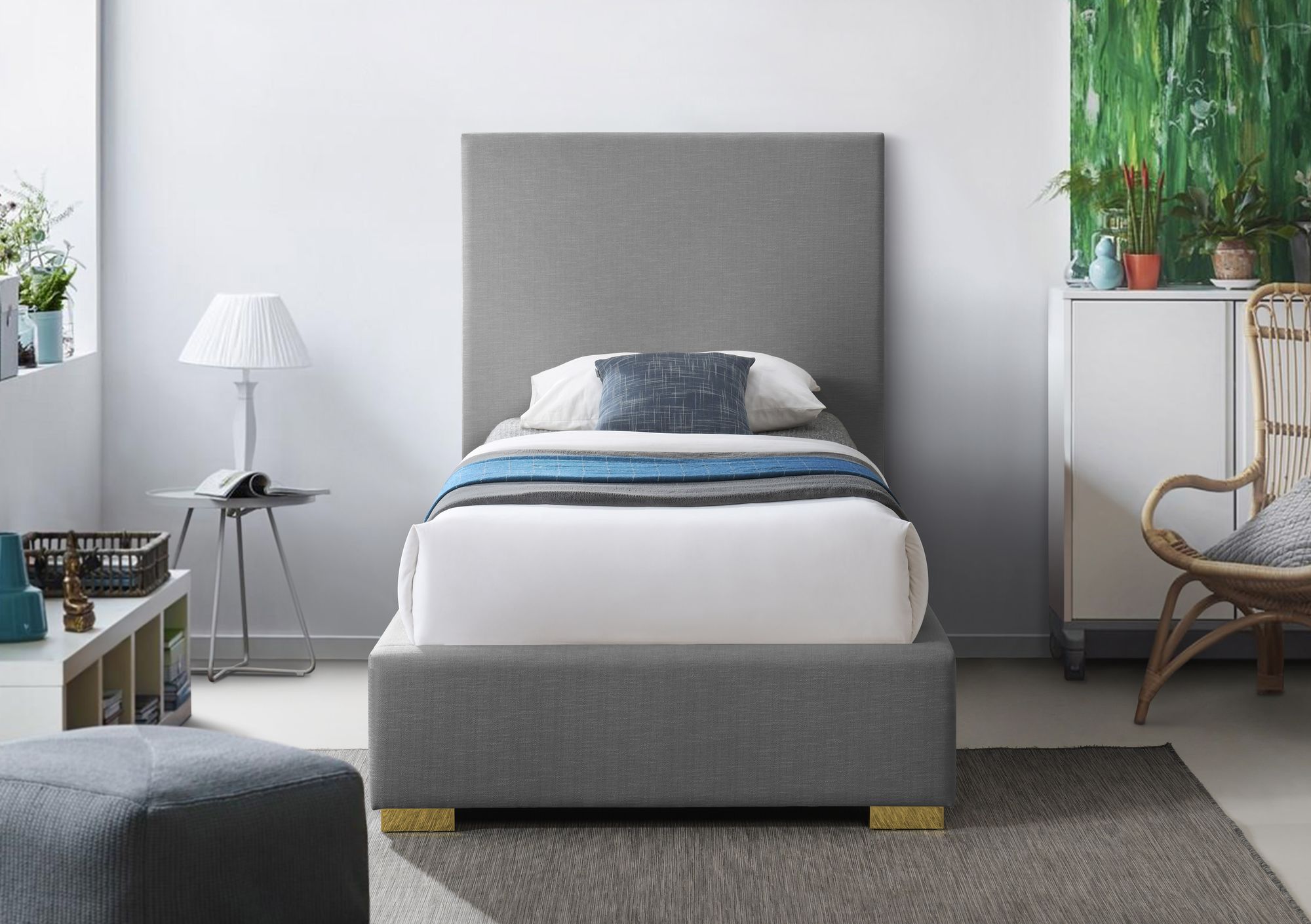 Crosby Linen Fabric Twin Size Bed