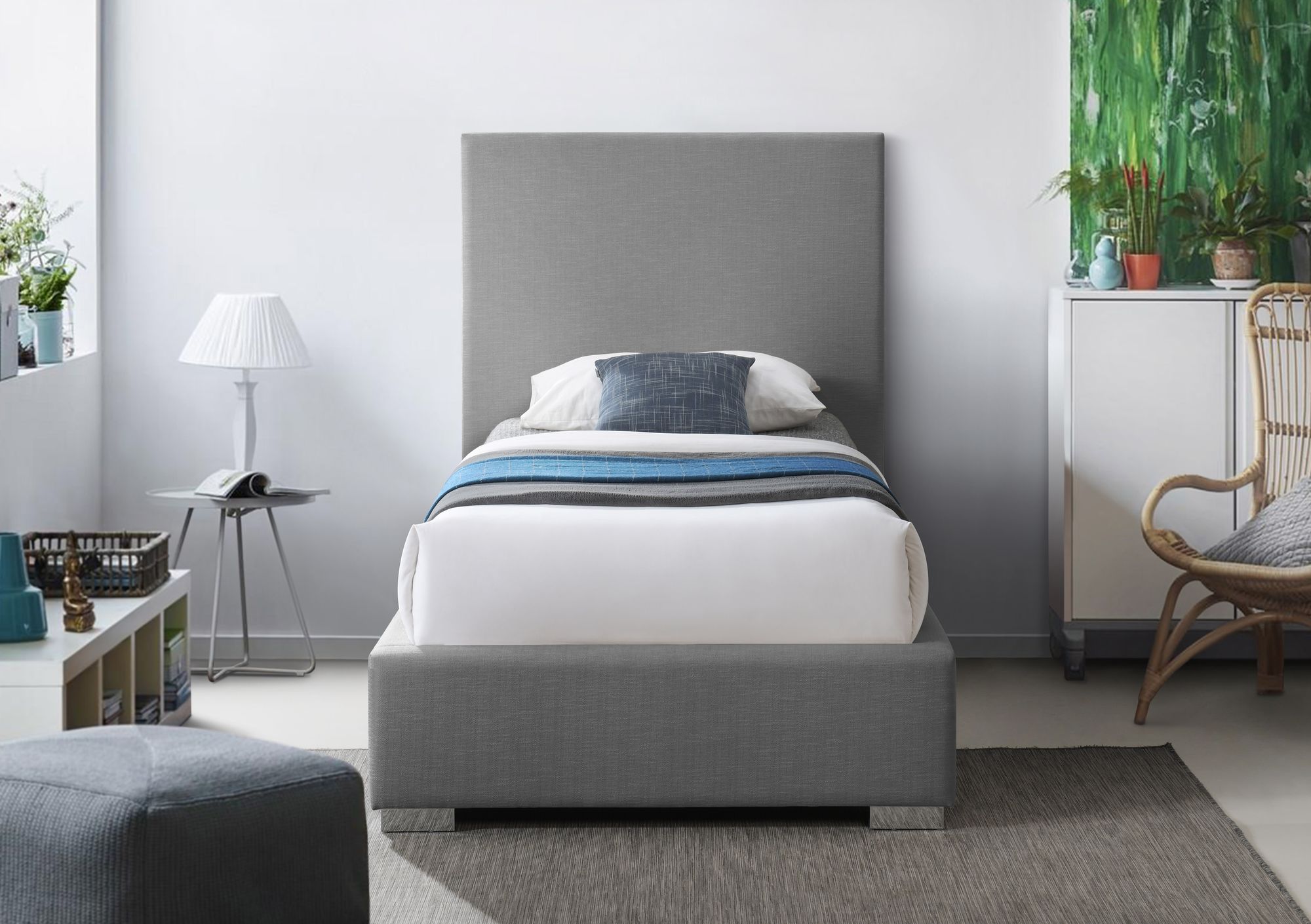Crosby Linen Fabric Twin Size Bed