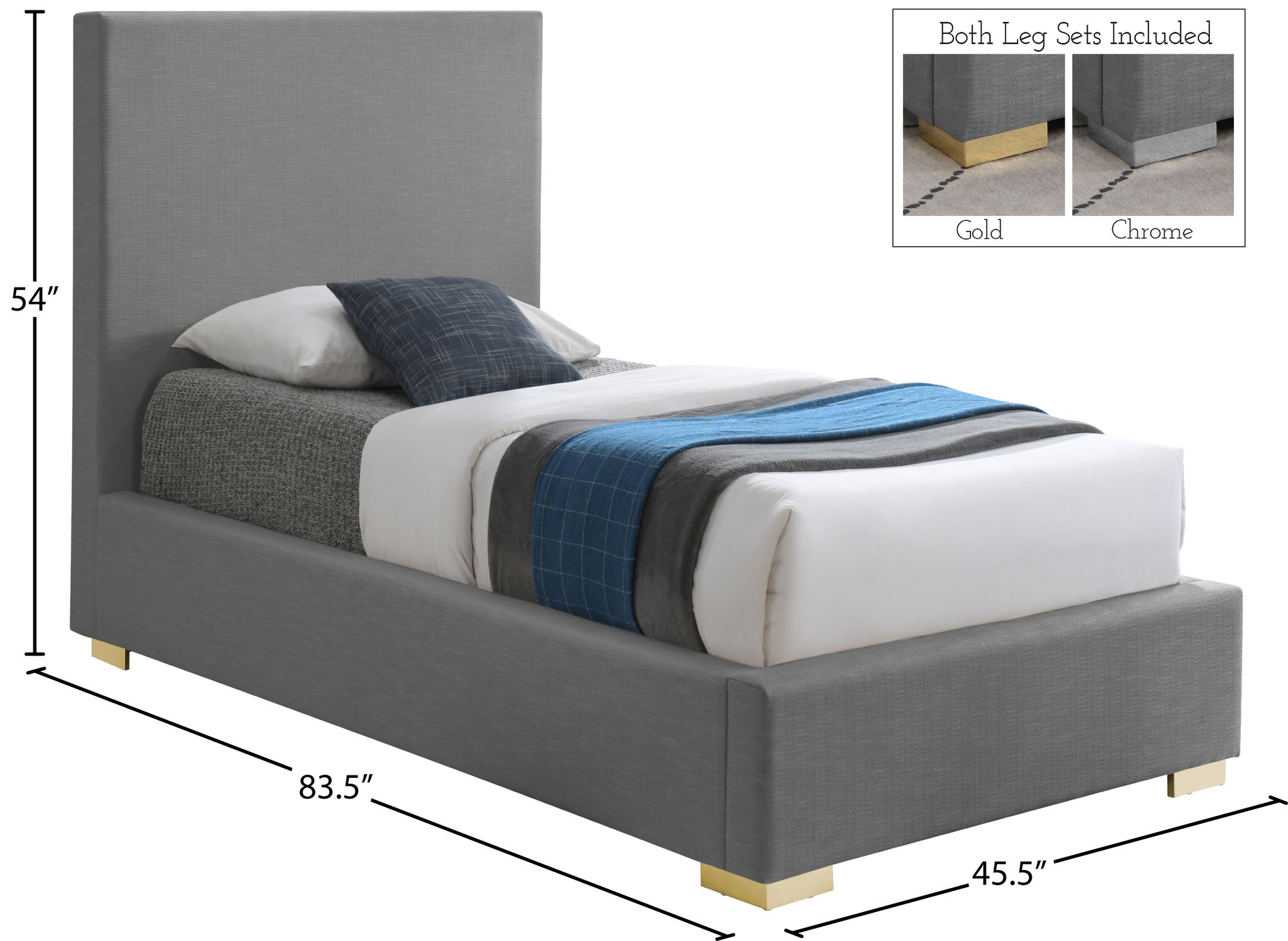 Crosby Linen Fabric Twin Size Bed