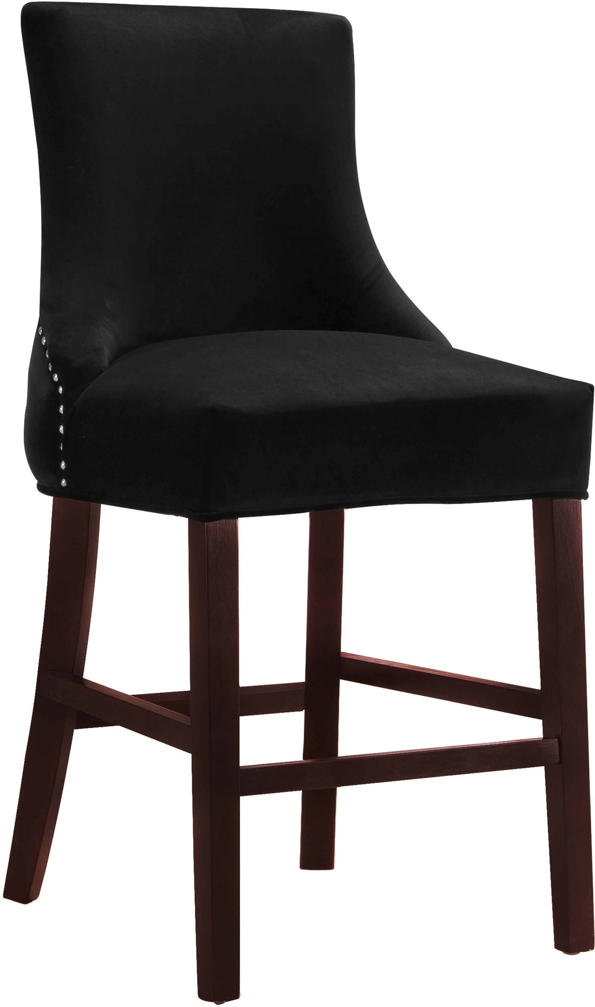 Hannah Velvet Counter Stool with Cherry Finish Wood Legs