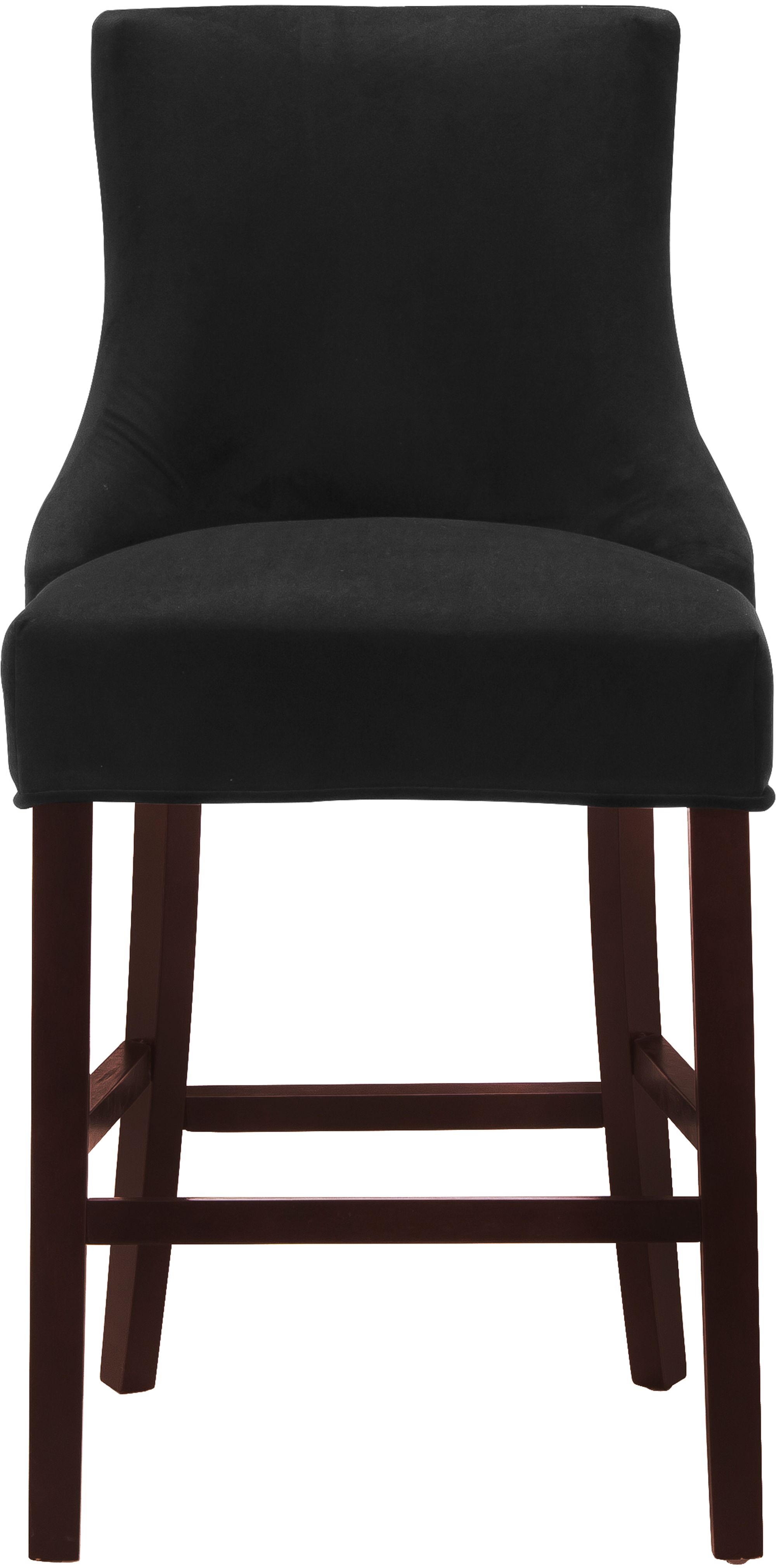 Hannah Velvet Counter Stool with Cherry Finish Wood Legs