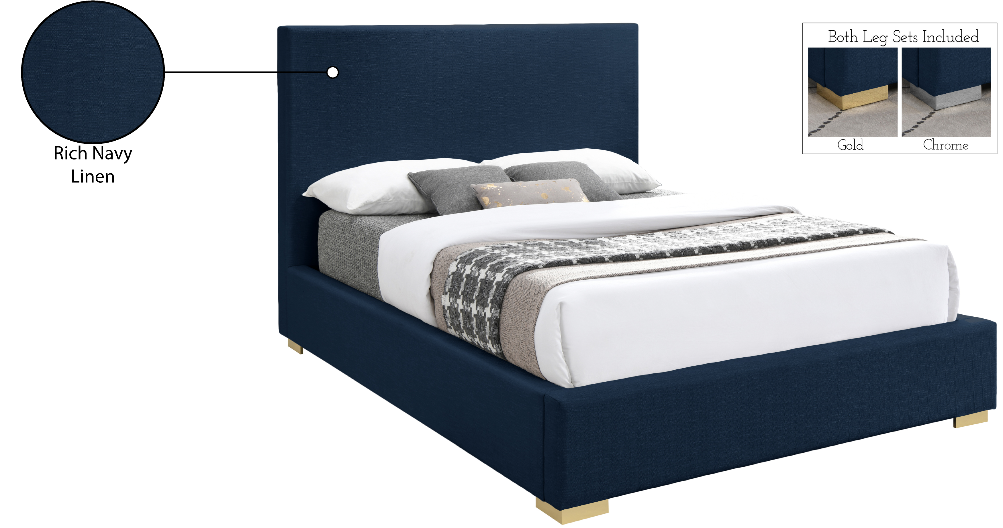 Crosby Linen Fabric King Size Bed