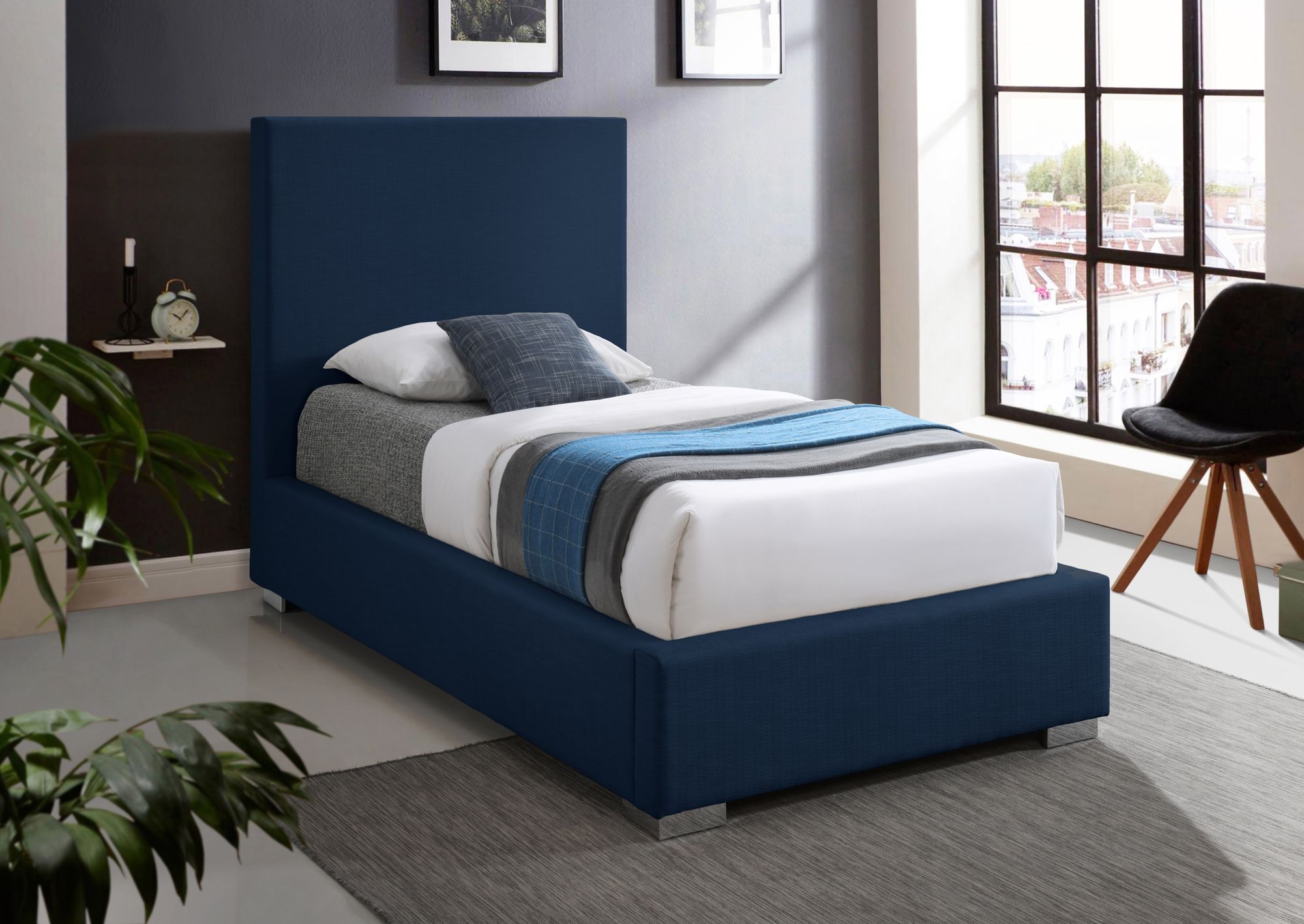 Crosby Linen Fabric Twin Size Bed