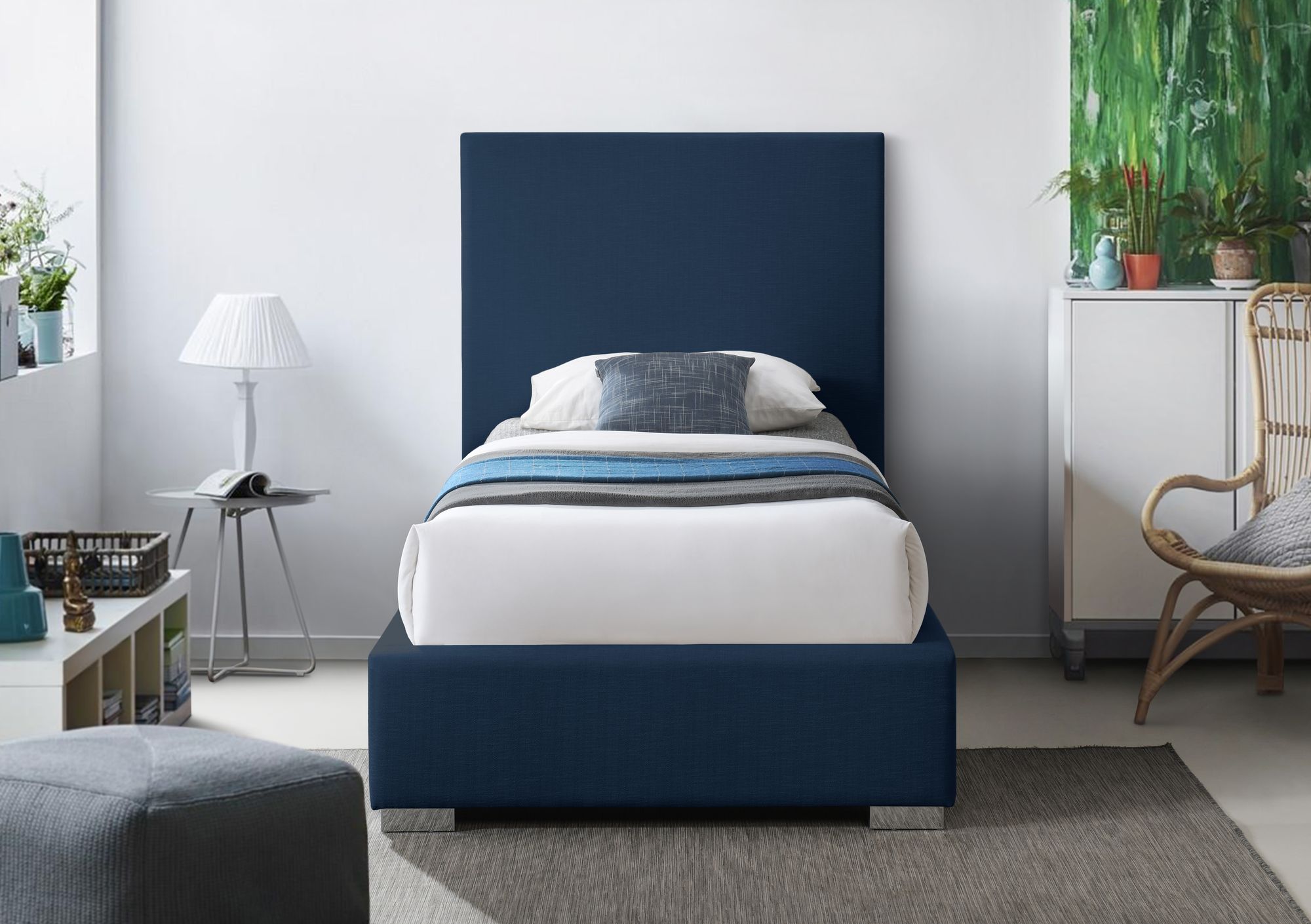 Crosby Linen Fabric Twin Size Bed