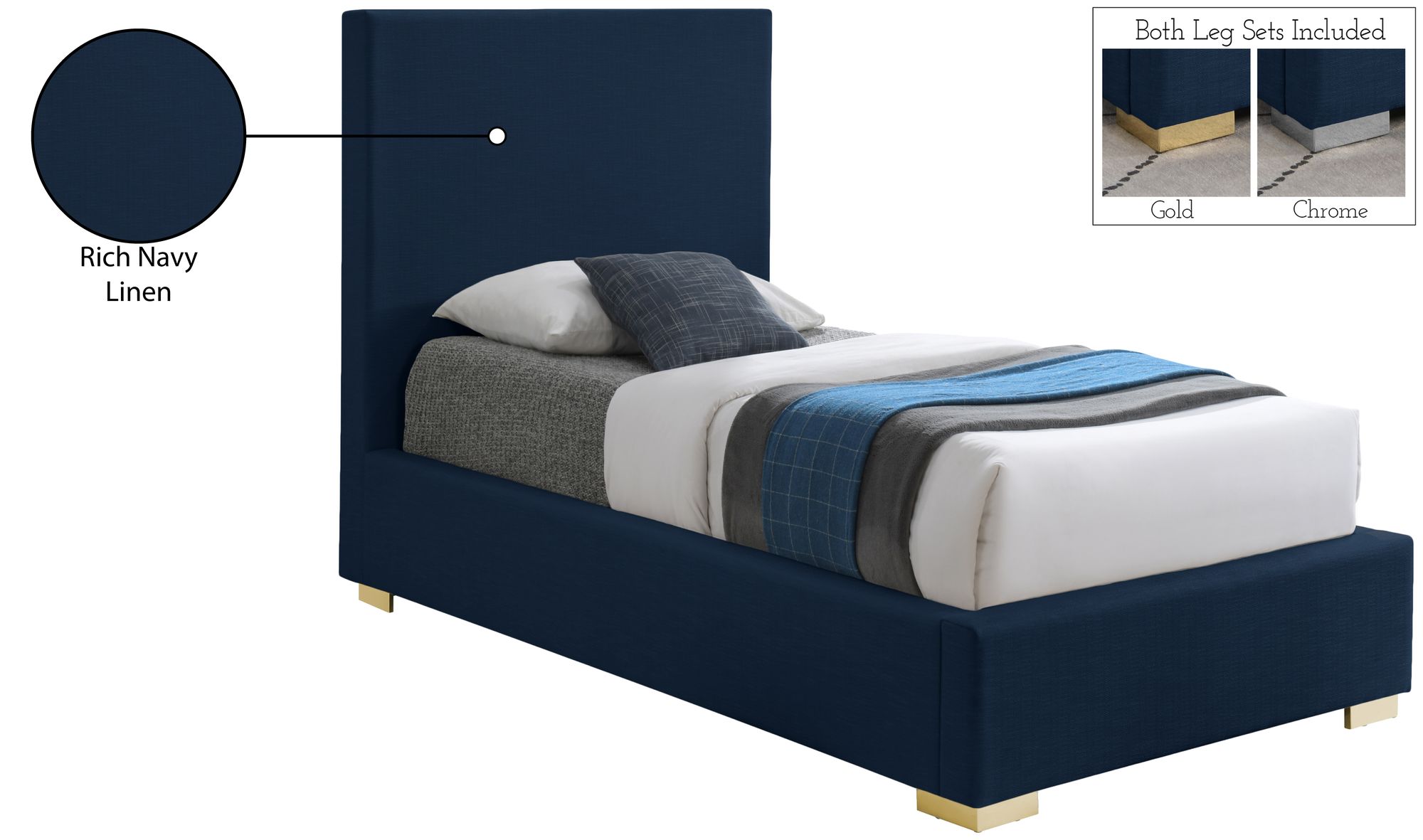 Crosby Linen Fabric Twin Size Bed