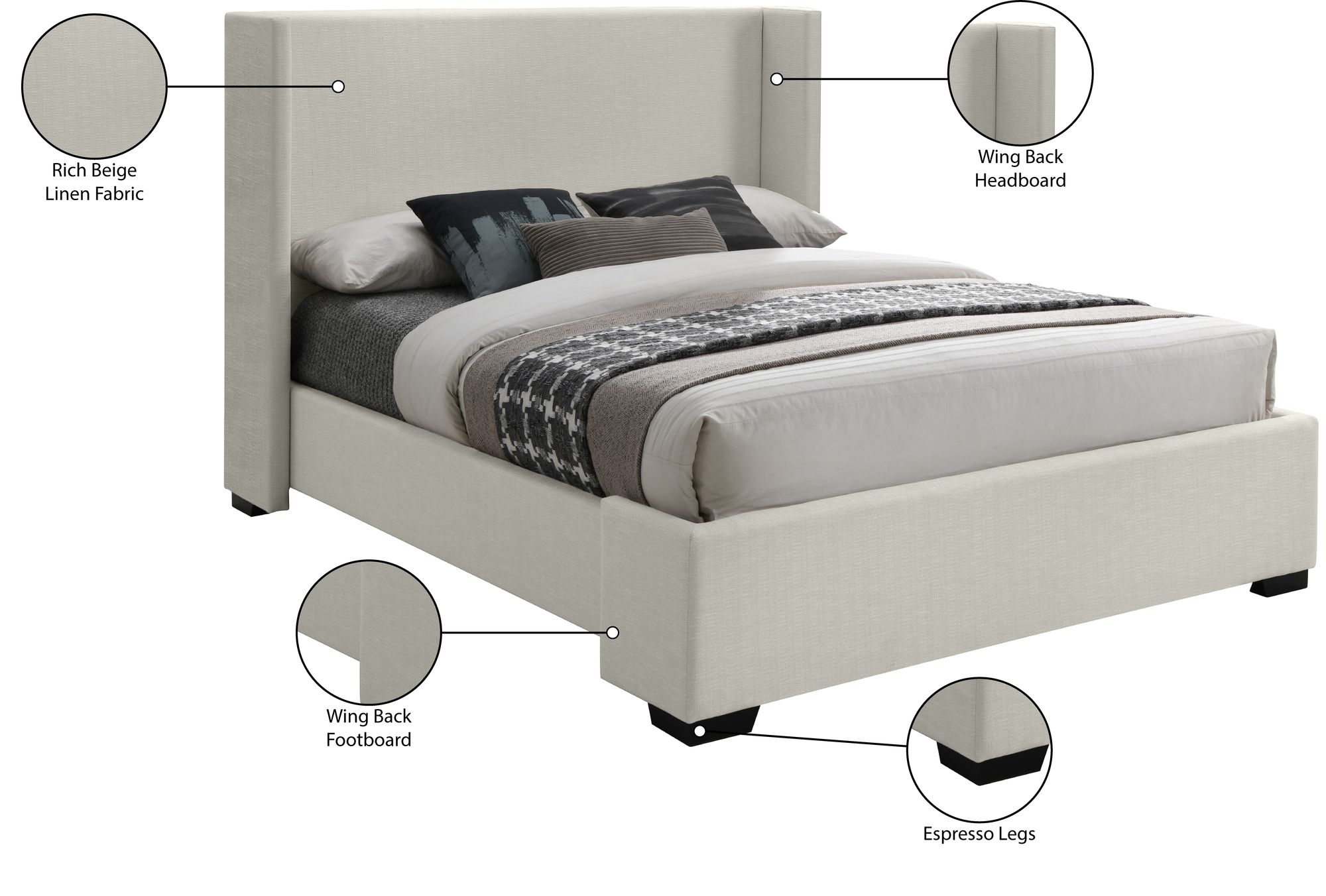 Oxford Linen Full Size Bed