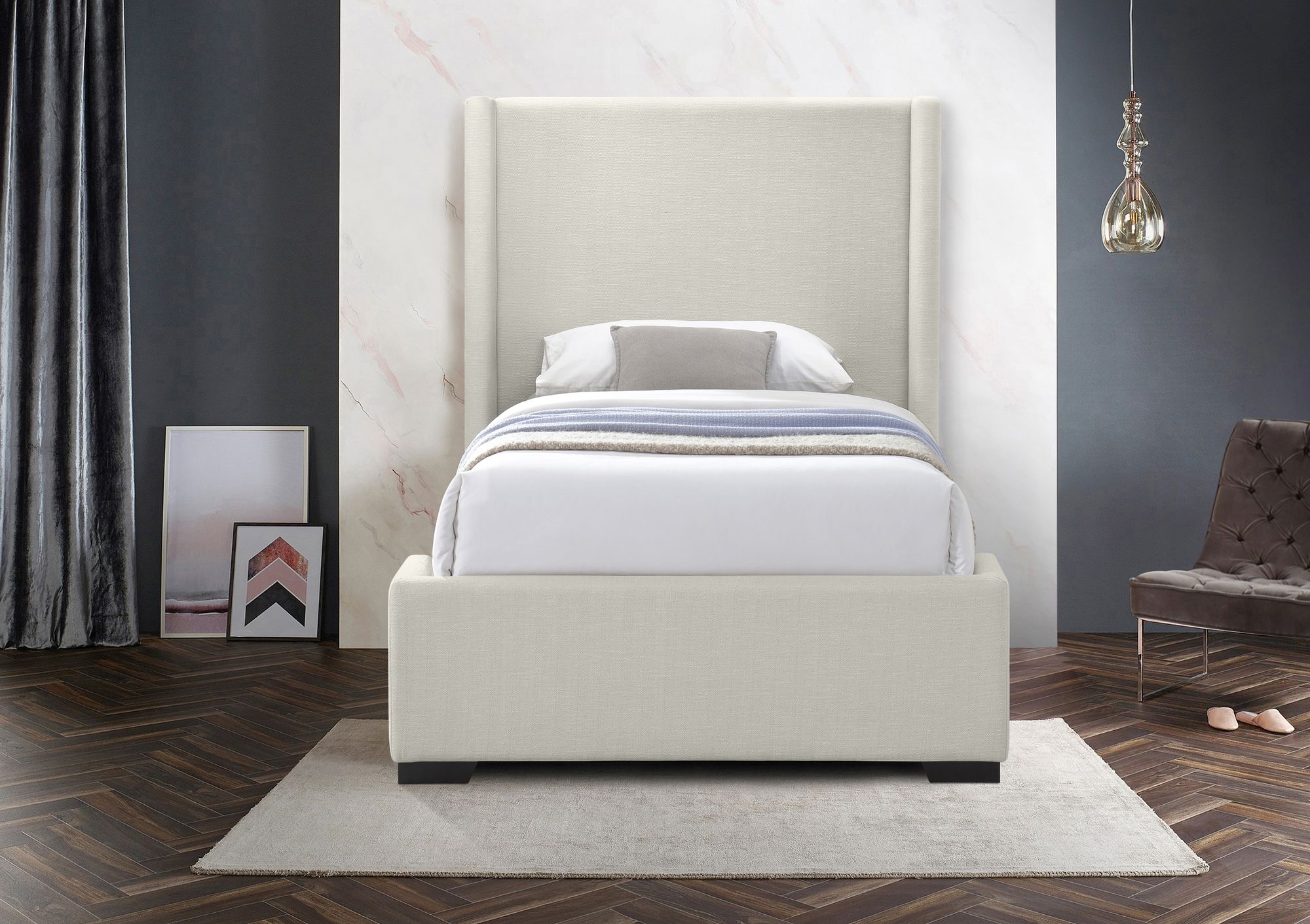 Oxford Linen Twin Size Bed