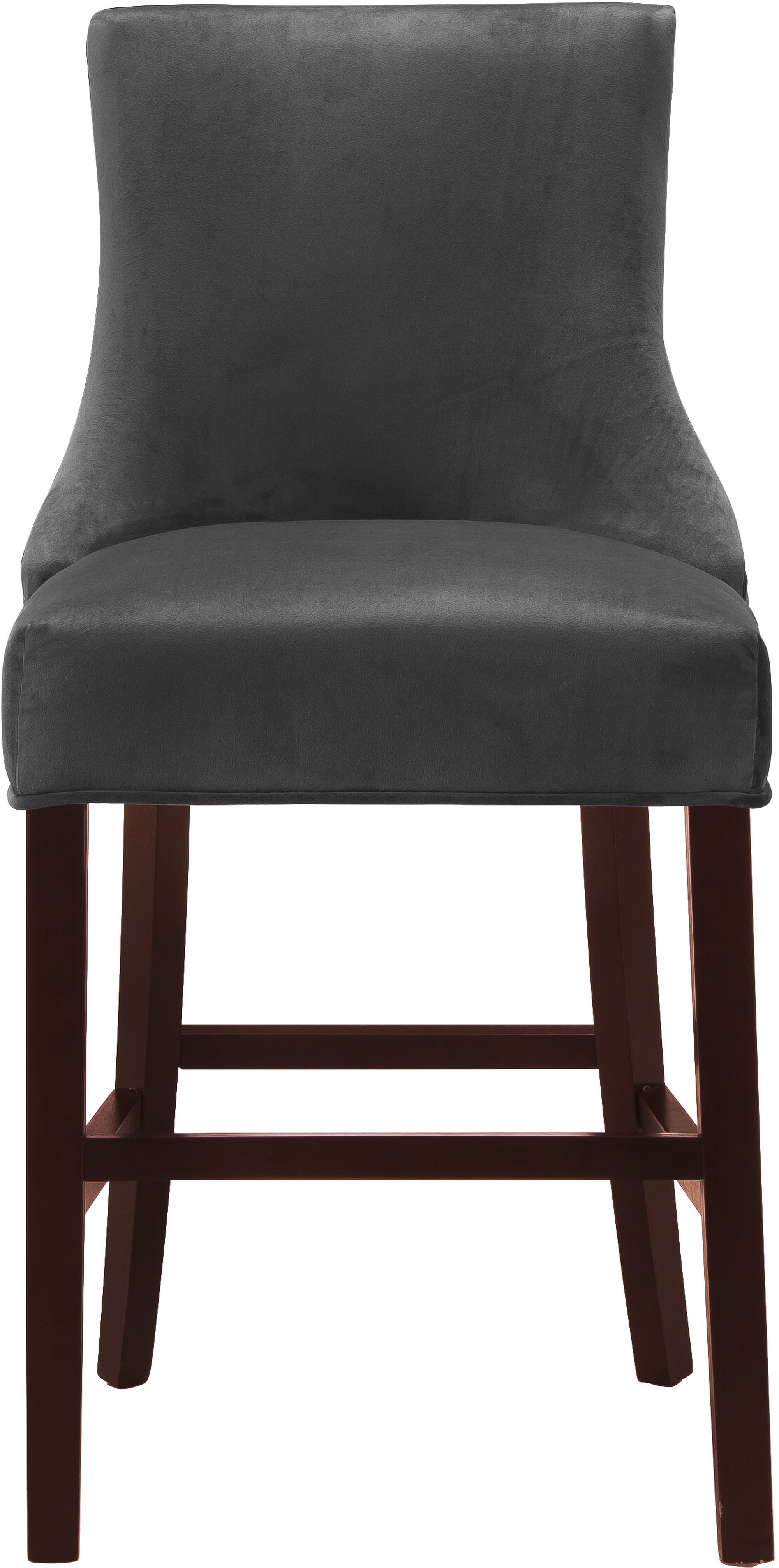 Hannah Velvet Counter Stool with Cherry Finish Wood Legs