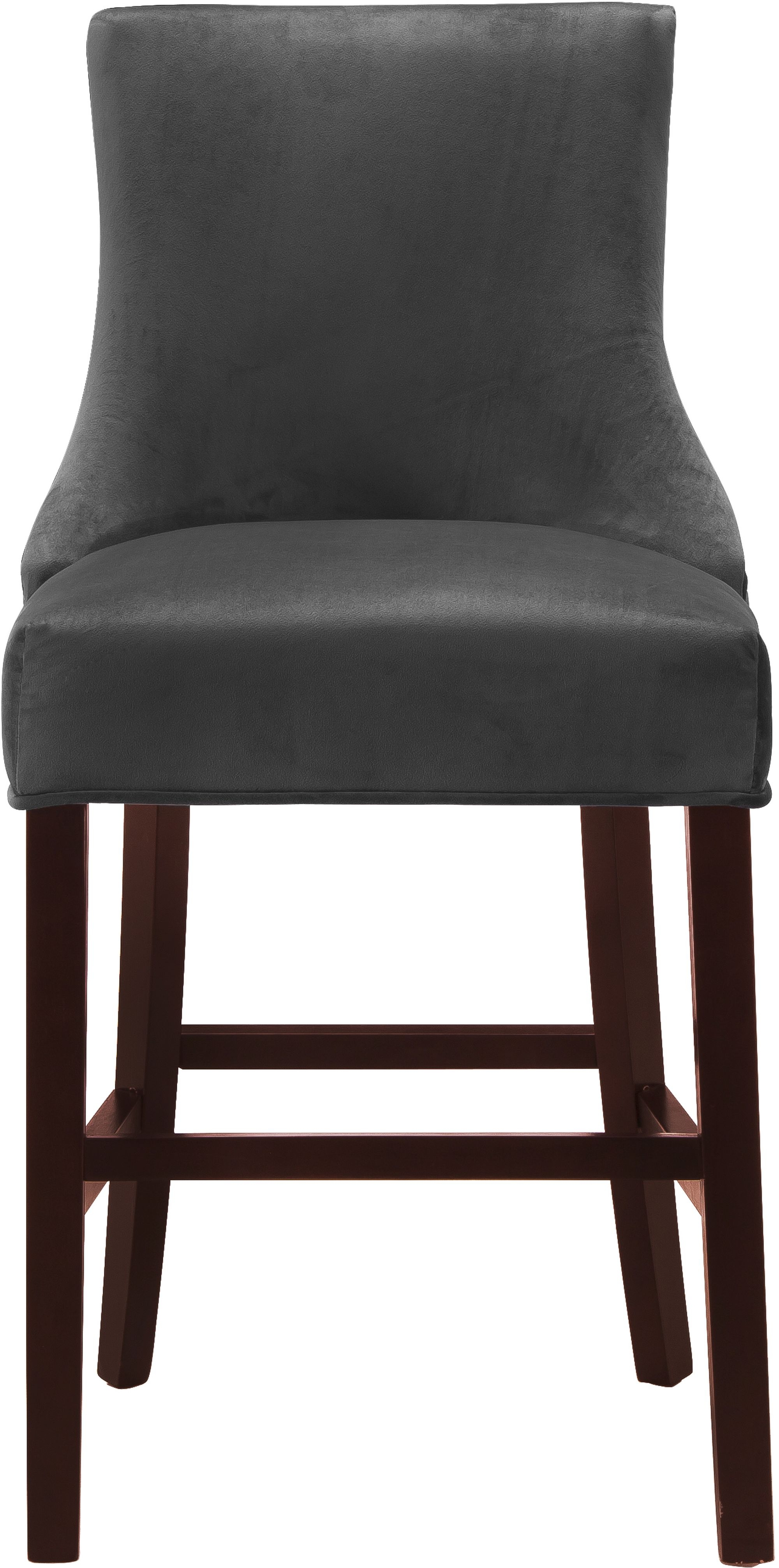Hannah Velvet Counter Stool with Cherry Finish Wood Legs