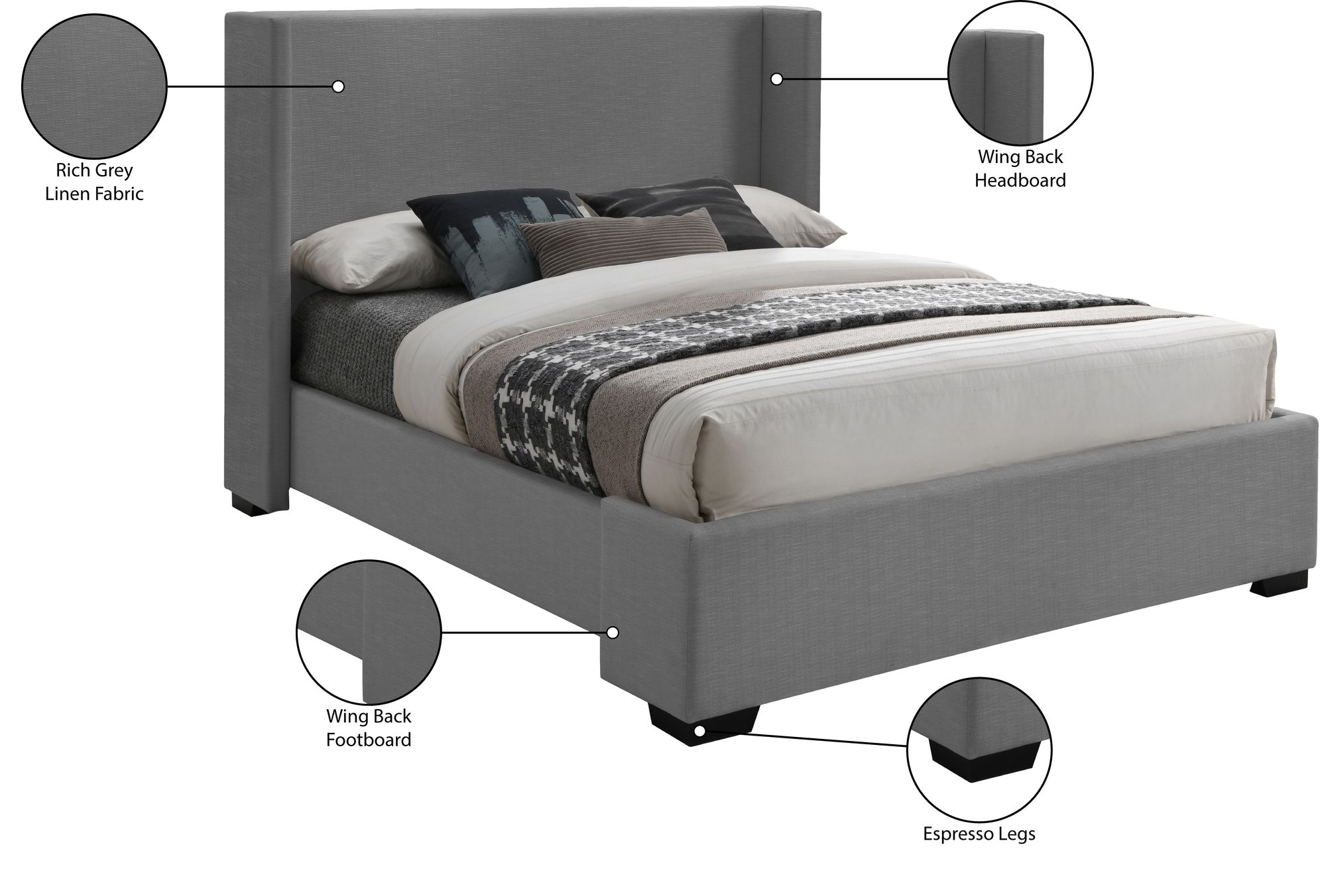 Oxford Linen King Size Bed