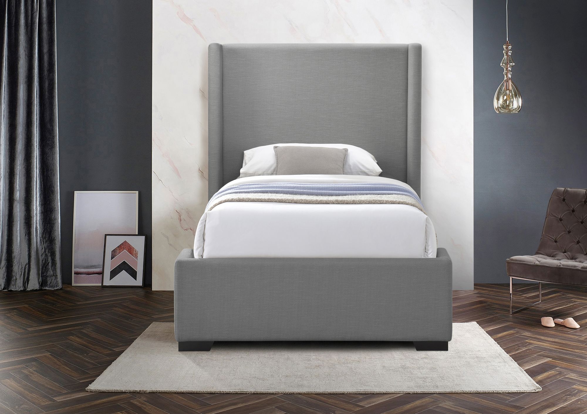 Oxford Linen Twin Size Bed