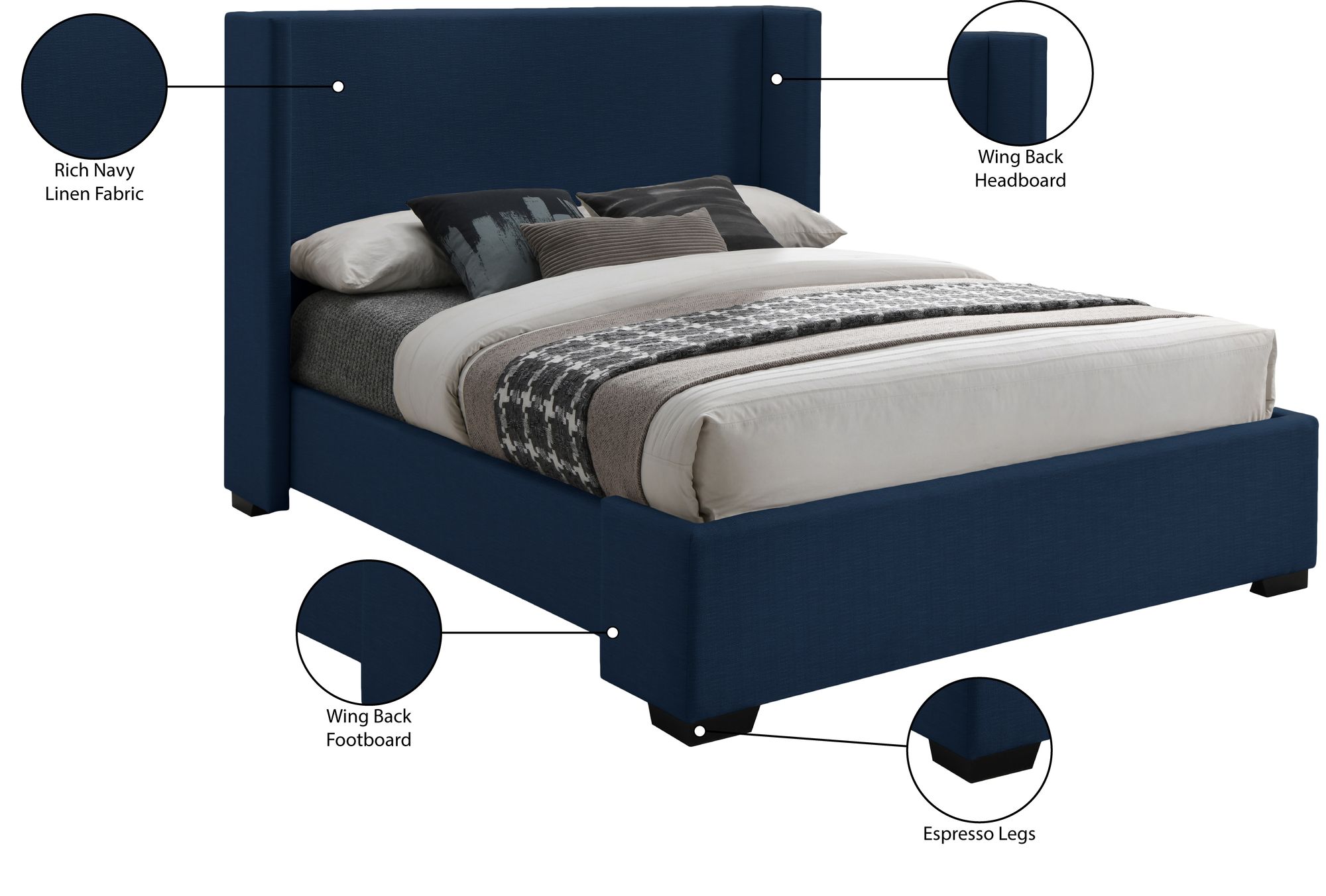Oxford Linen Full Size Bed