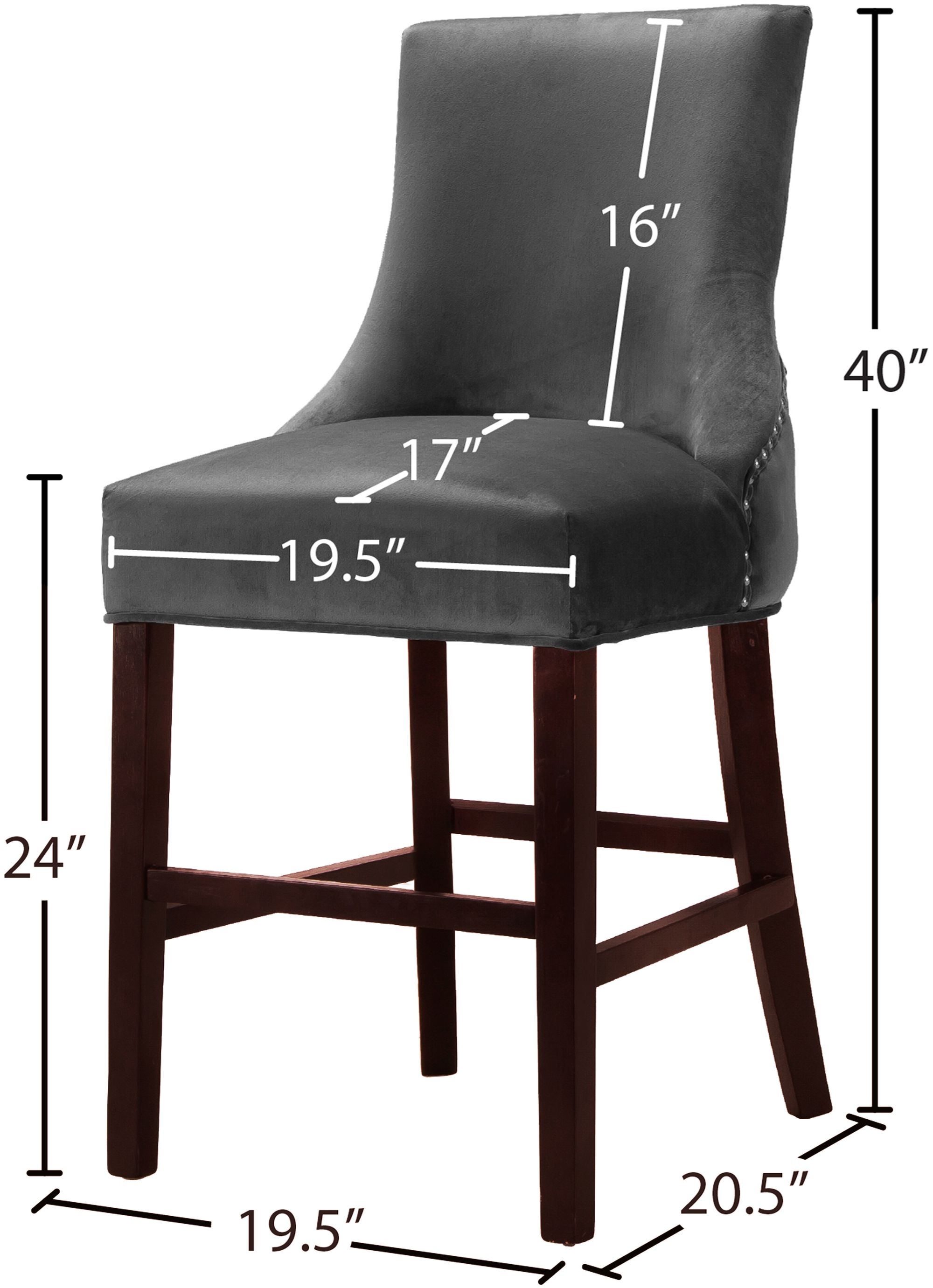 Hannah Velvet Counter Stool with Cherry Finish Wood Legs