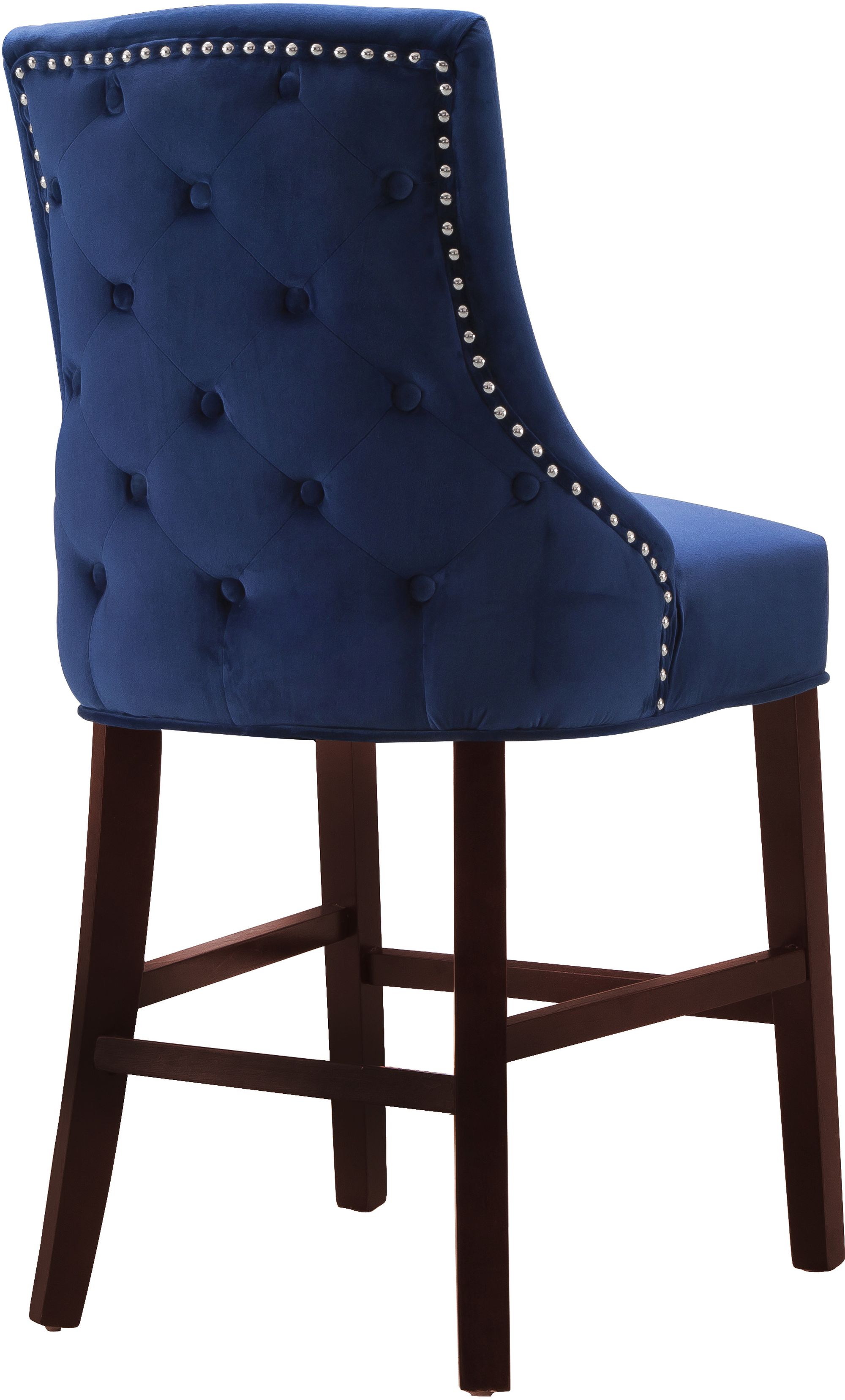 Hannah Velvet Counter Stool with Cherry Finish Wood Legs