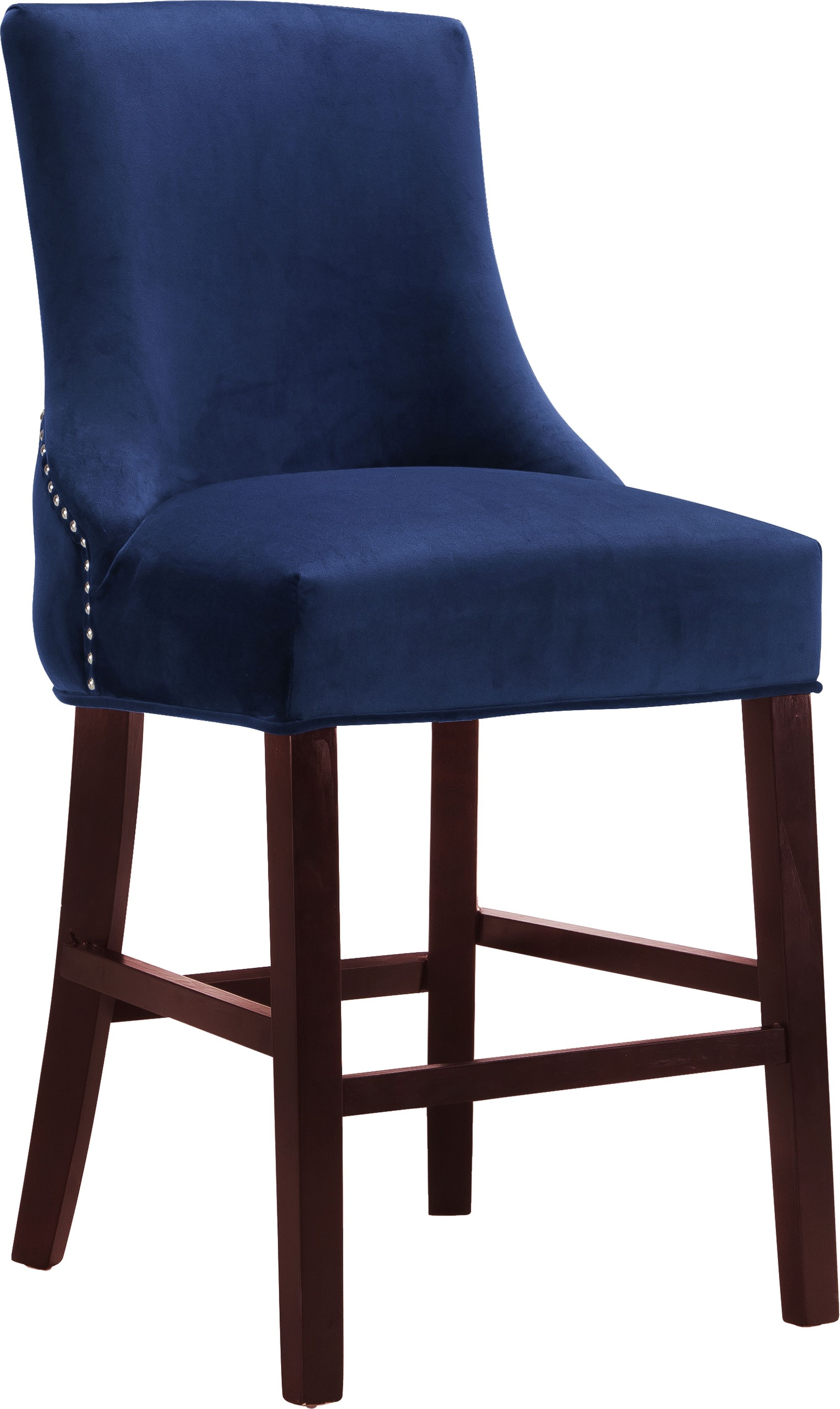 Hannah Velvet Counter Stool with Cherry Finish Wood Legs