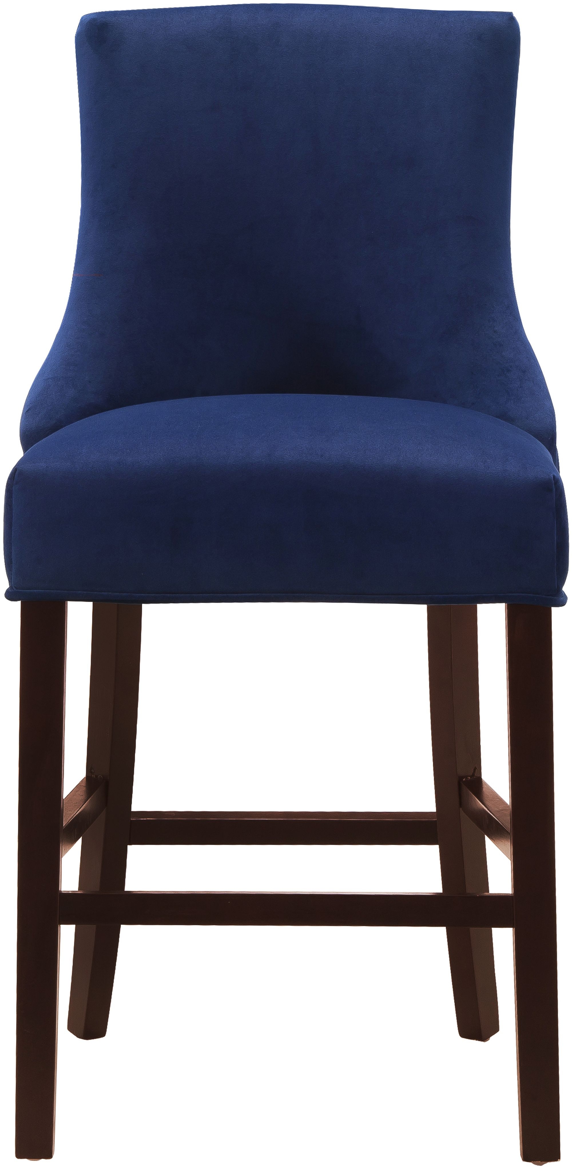 Hannah Velvet Counter Stool with Cherry Finish Wood Legs