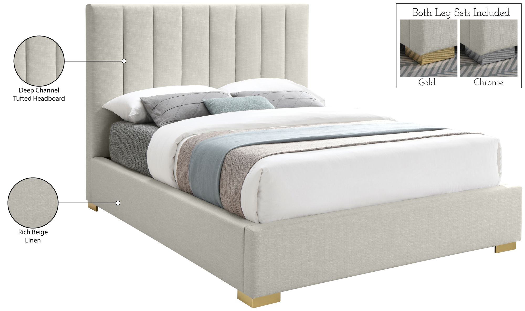 Pierce Linen Full Size Bed