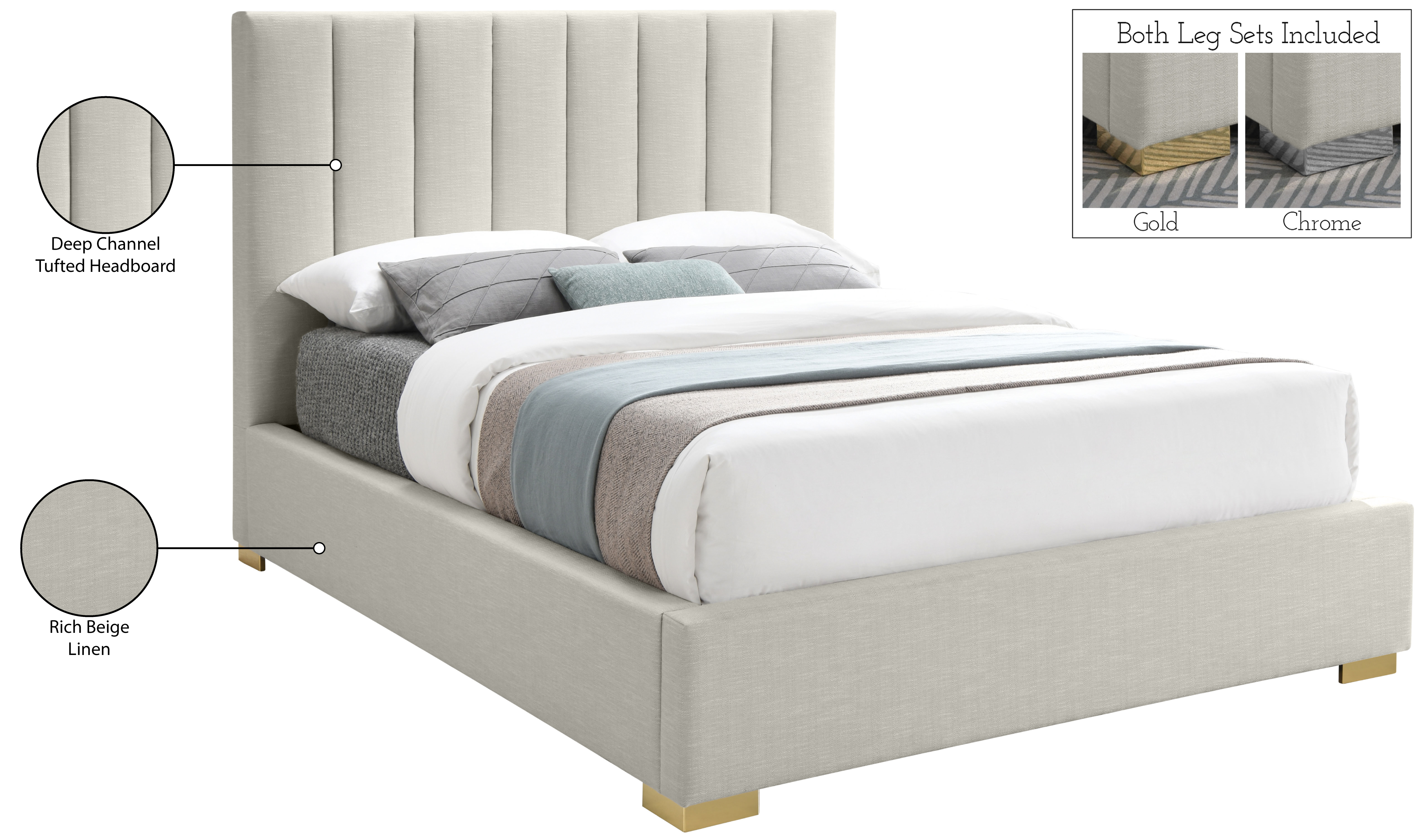 Pierce Linen Queen Size Bed