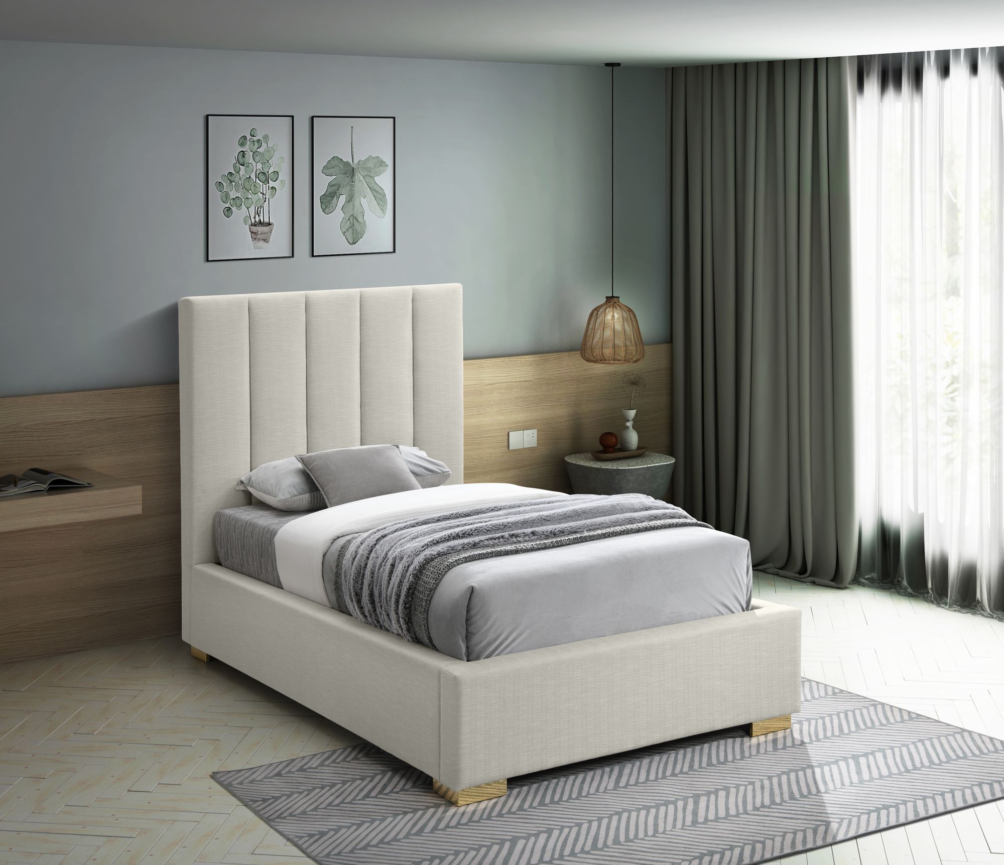Pierce Linen Twin Size Bed