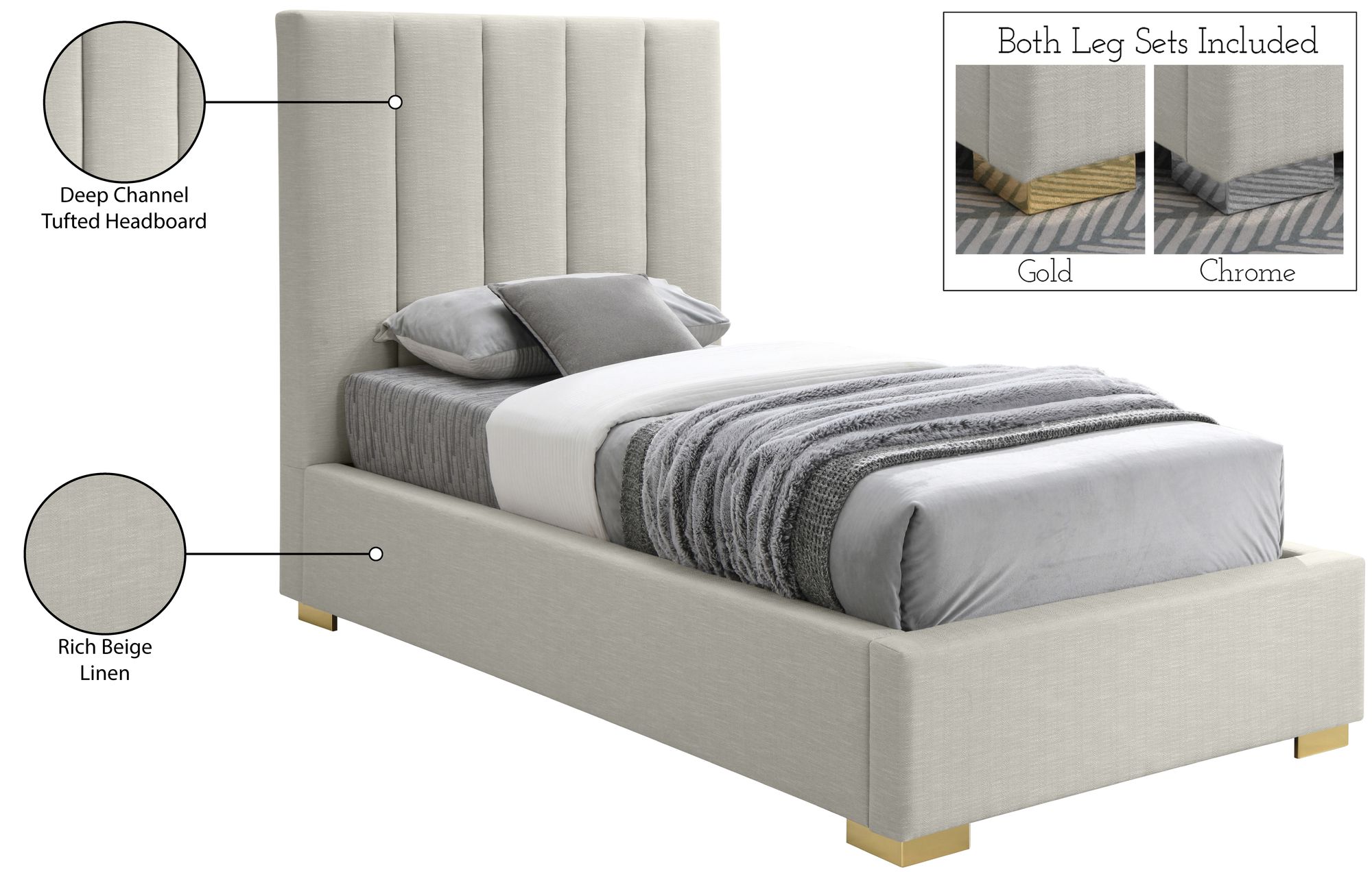 Pierce Linen Twin Size Bed