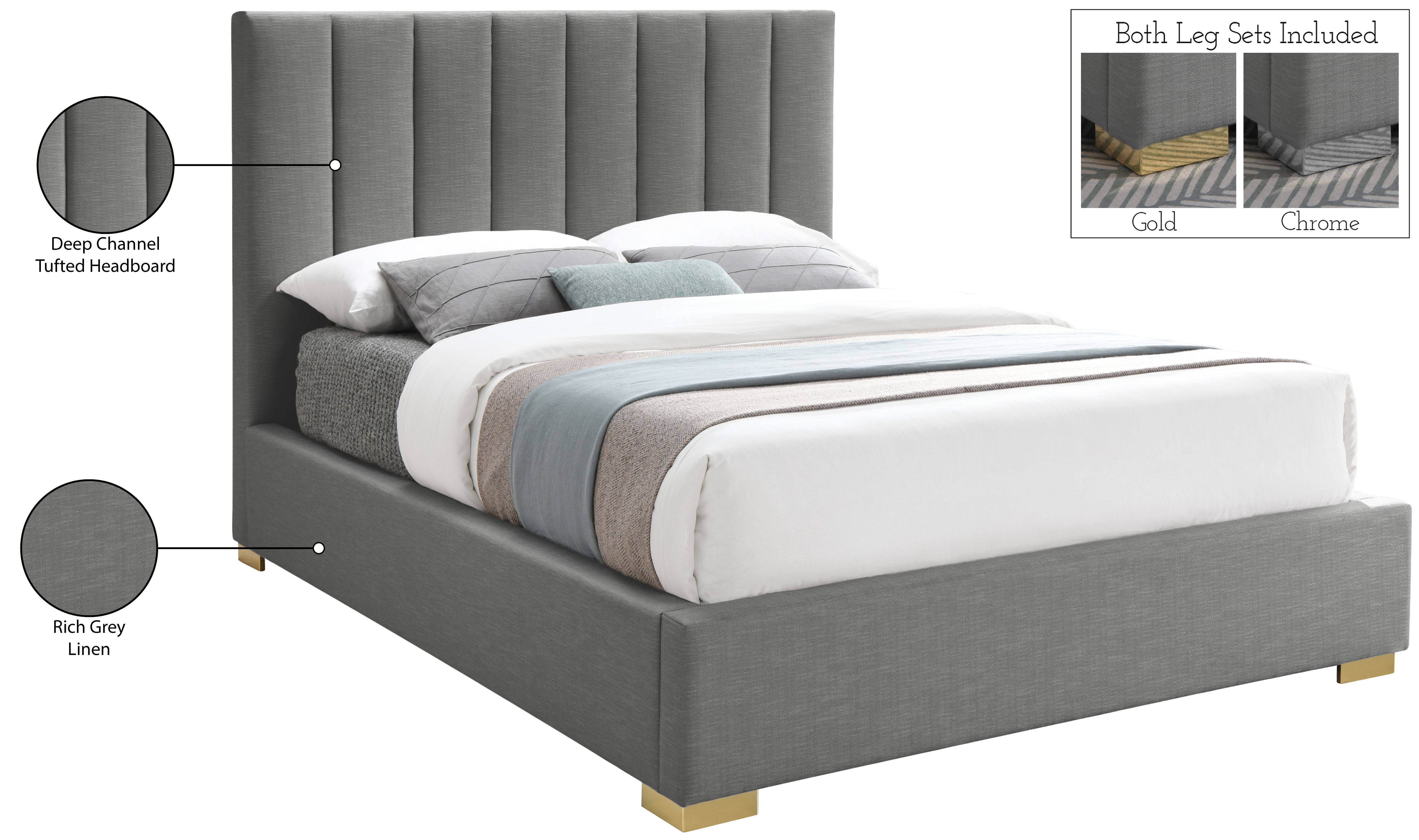 Pierce Linen King Size Bed