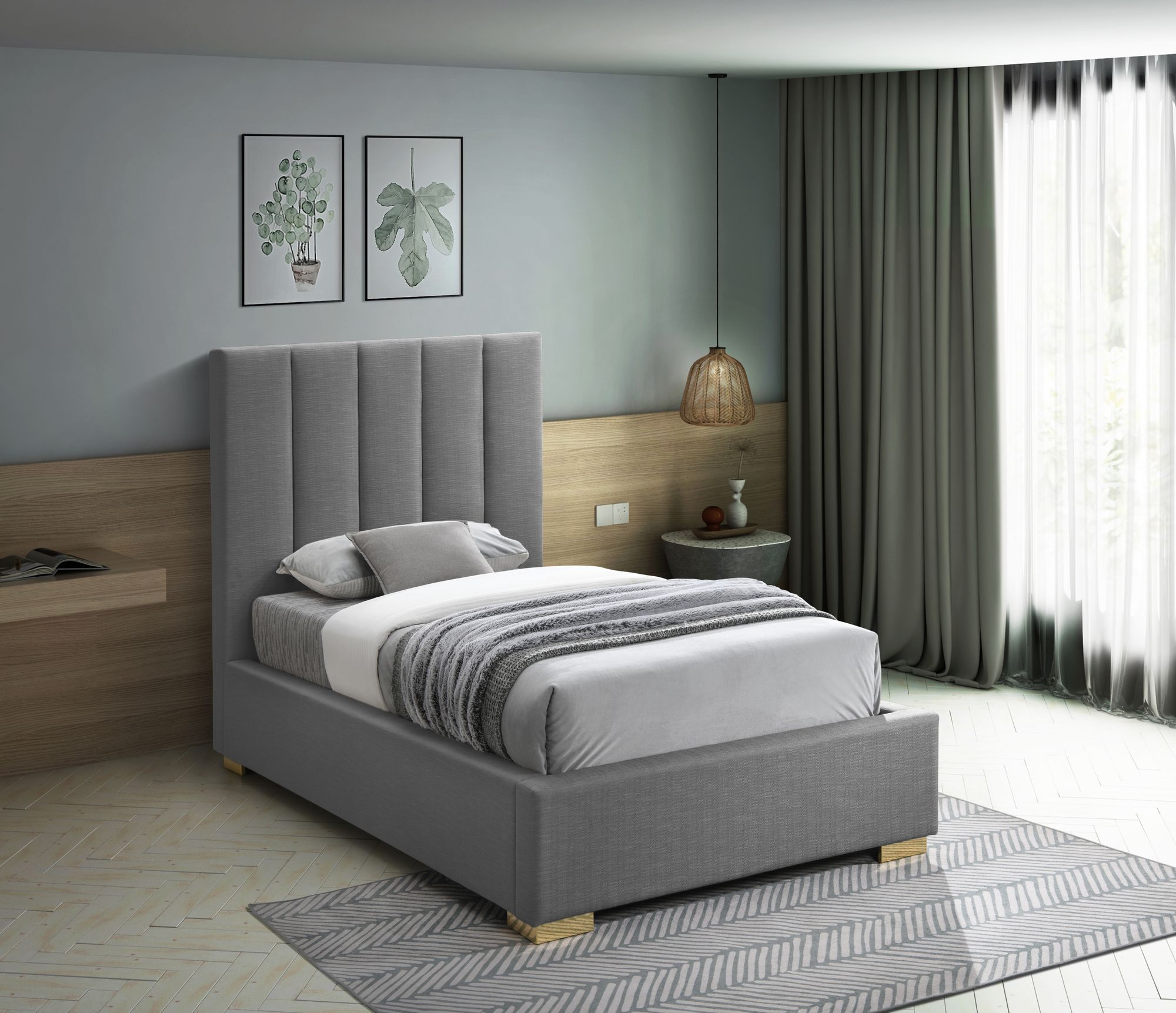 Pierce Linen Twin Size Bed